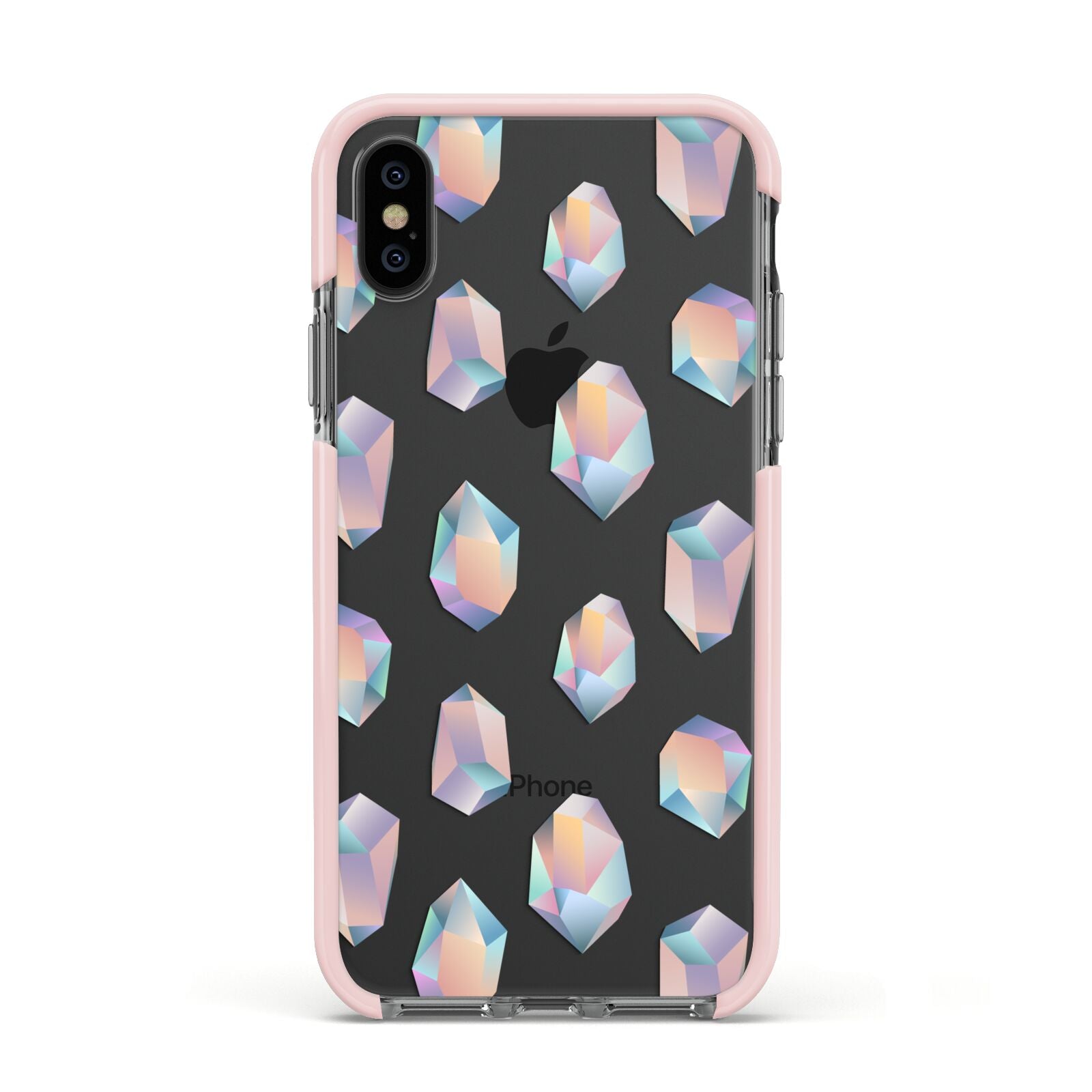 Diamond Apple iPhone Xs Impact Case Pink Edge on Black Phone