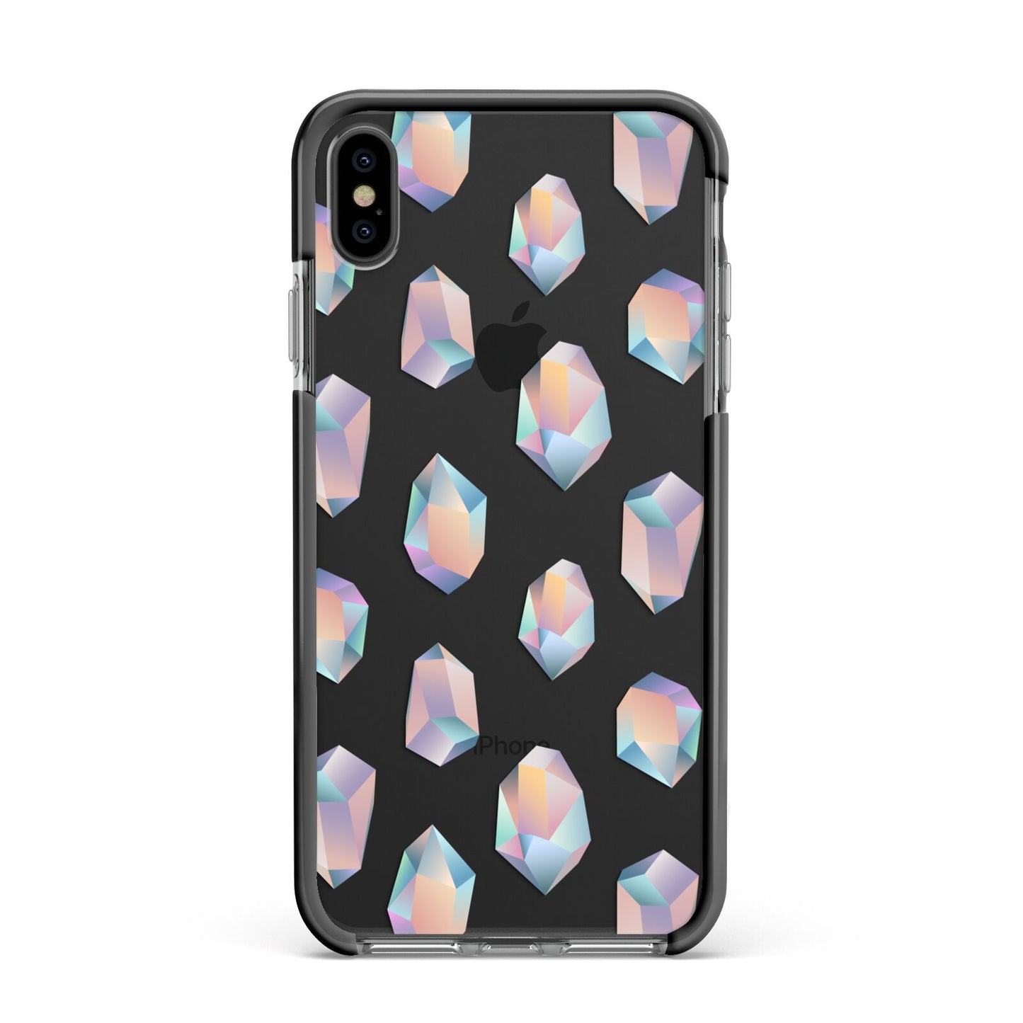 Diamond Apple iPhone Xs Max Impact Case Black Edge on Black Phone