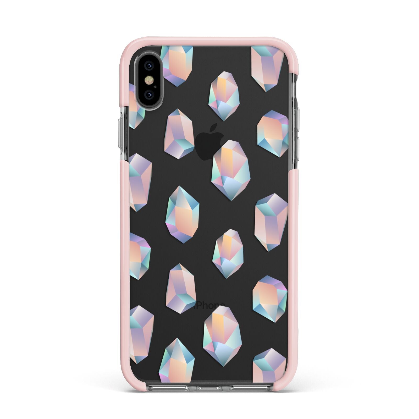 Diamond Apple iPhone Xs Max Impact Case Pink Edge on Black Phone