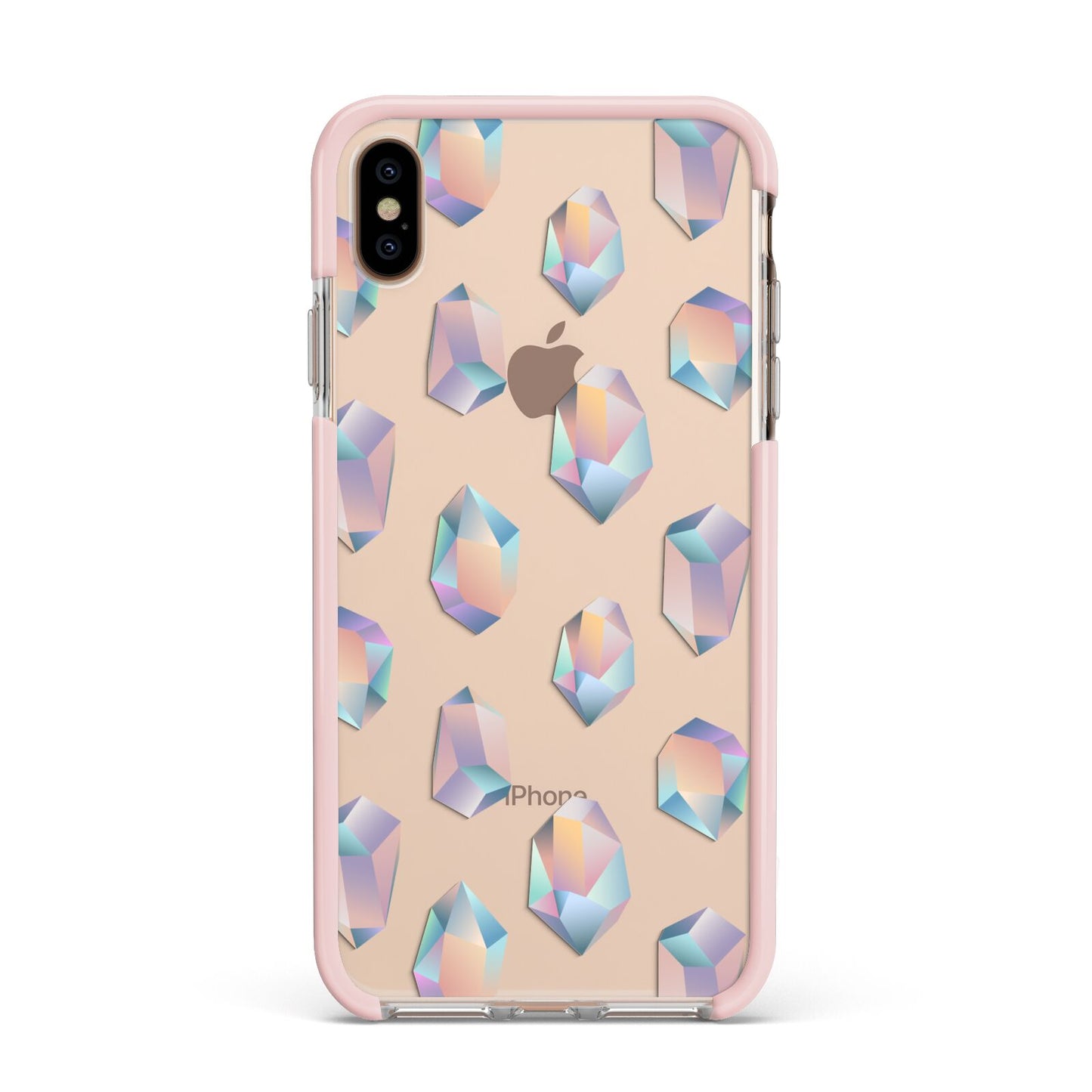 Diamond Apple iPhone Xs Max Impact Case Pink Edge on Gold Phone