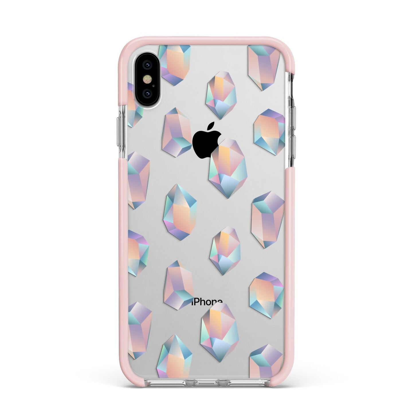 Diamond Apple iPhone Xs Max Impact Case Pink Edge on Silver Phone