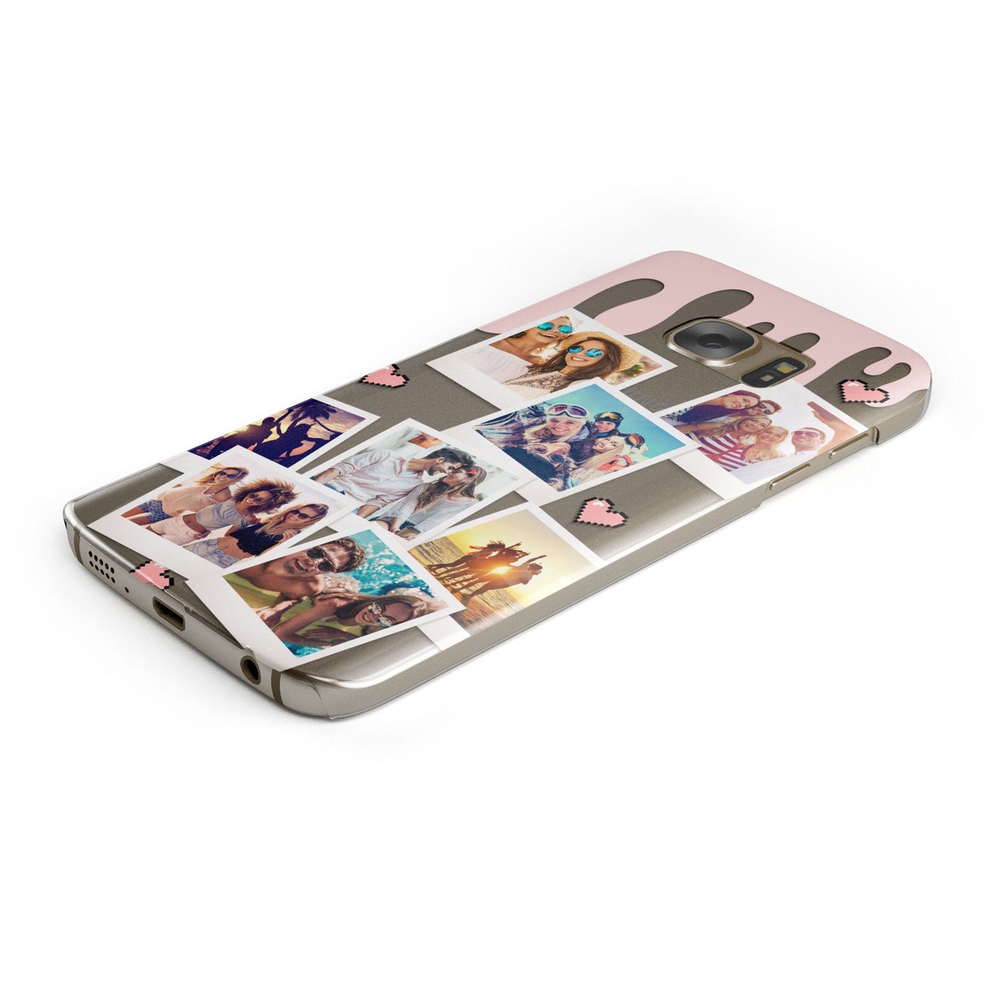 Digital Hearts Photo Upload with Text Protective Samsung Galaxy Case Angled Image