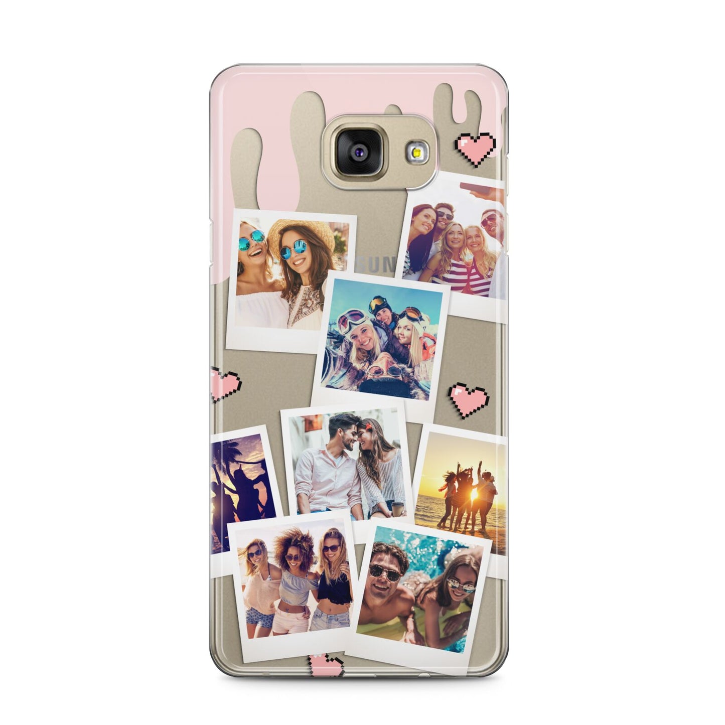 Digital Hearts Photo Upload with Text Samsung Galaxy A5 2016 Case on gold phone