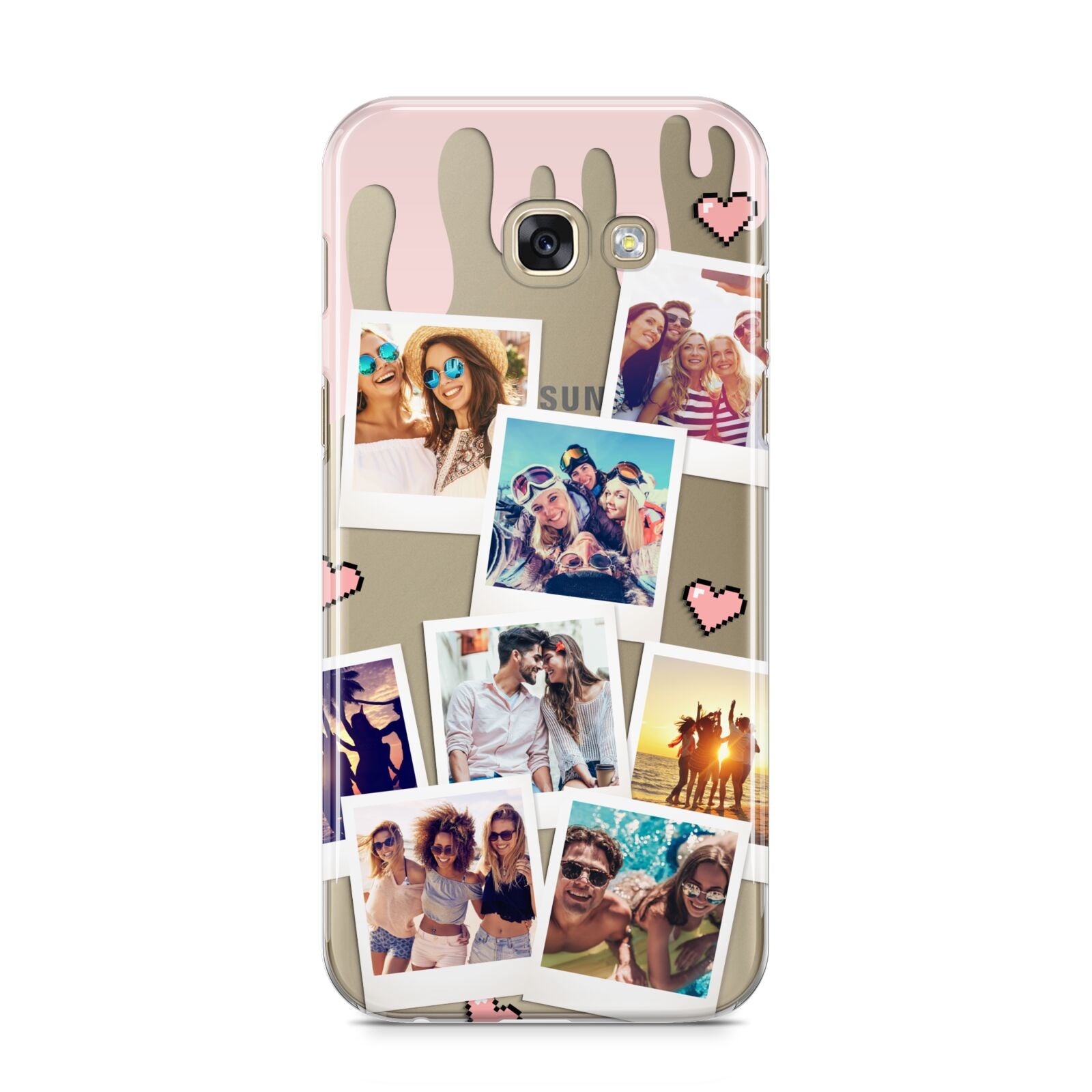 Digital Hearts Photo Upload with Text Samsung Galaxy A5 2017 Case on gold phone