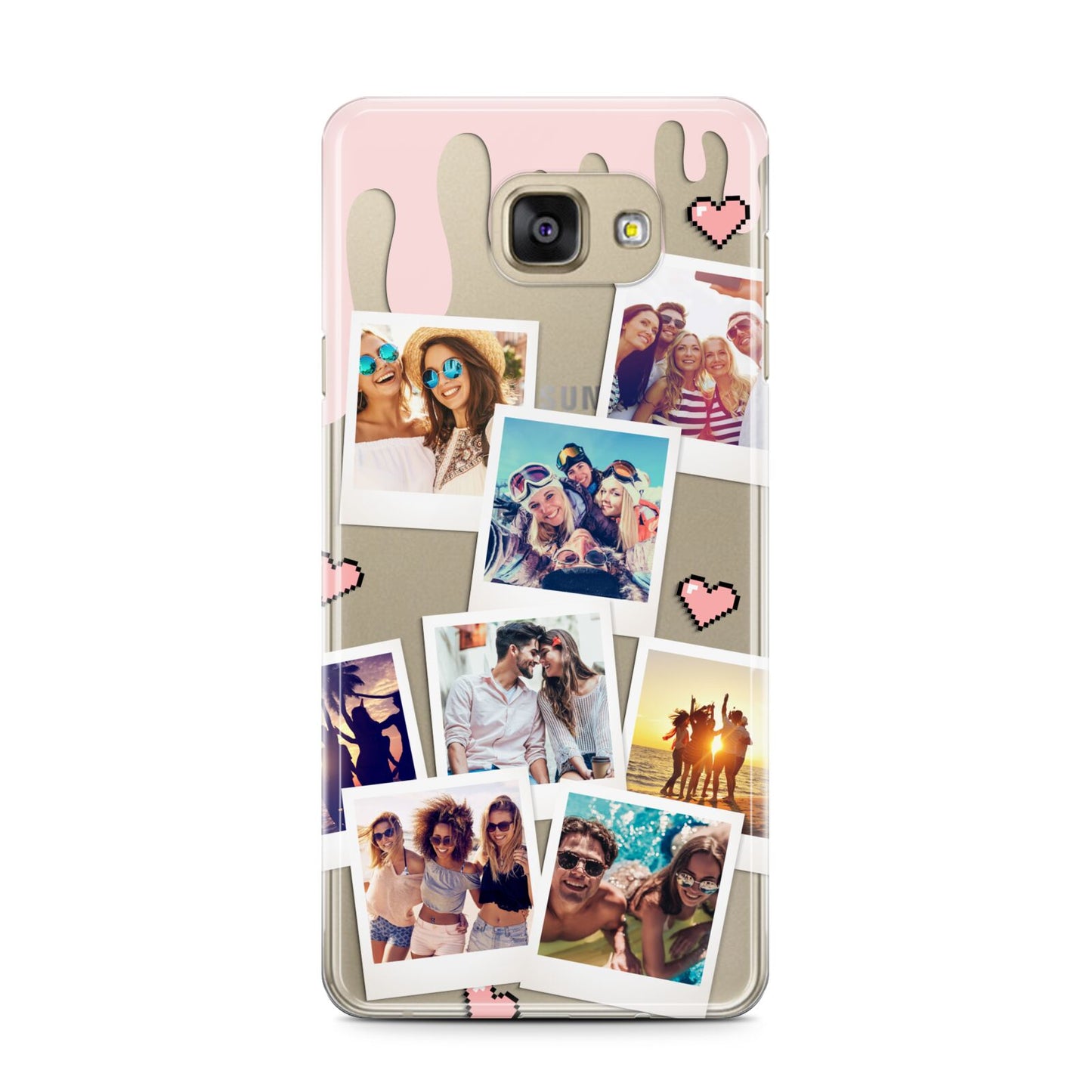 Digital Hearts Photo Upload with Text Samsung Galaxy A7 2016 Case on gold phone