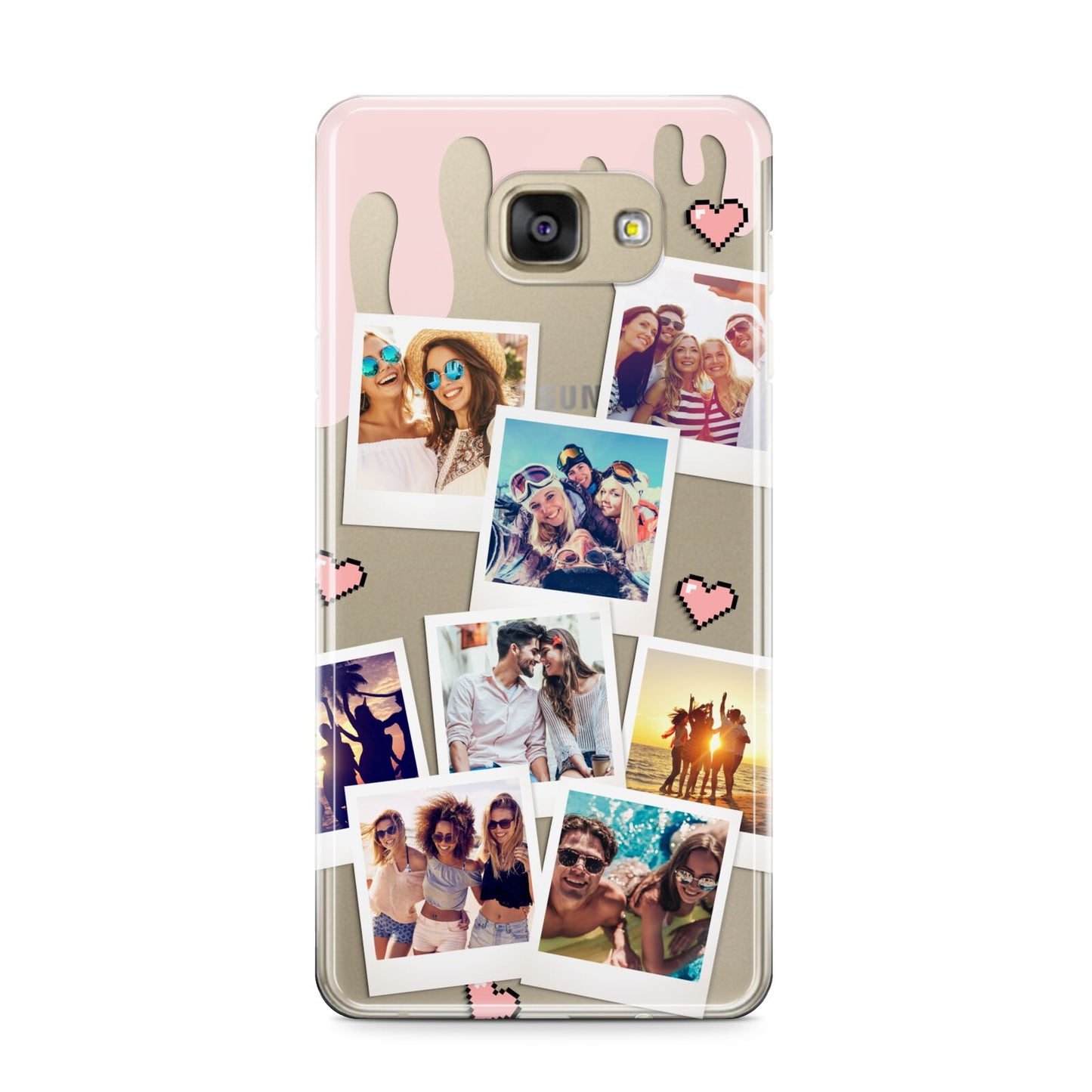 Digital Hearts Photo Upload with Text Samsung Galaxy A9 2016 Case on gold phone