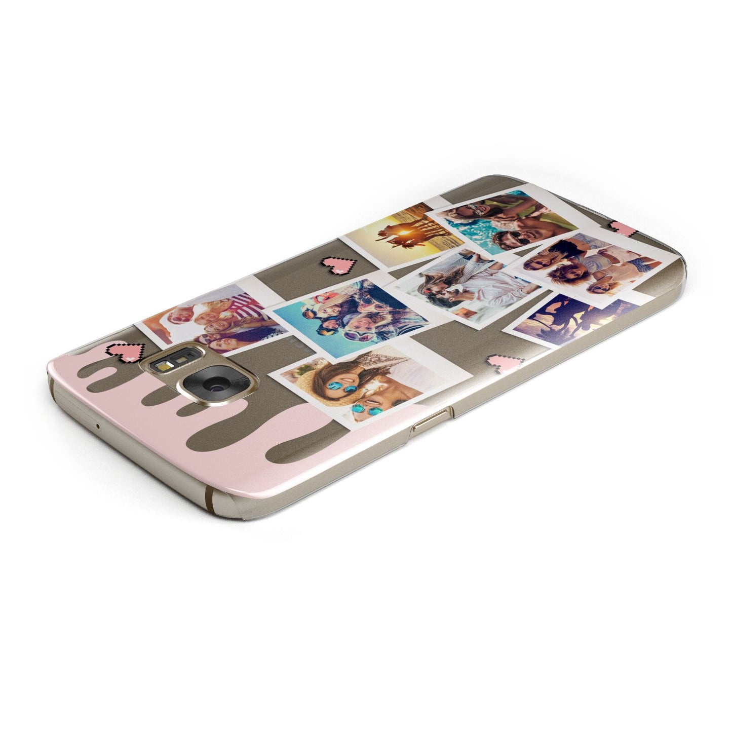 Digital Hearts Photo Upload with Text Samsung Galaxy Case Top Cutout