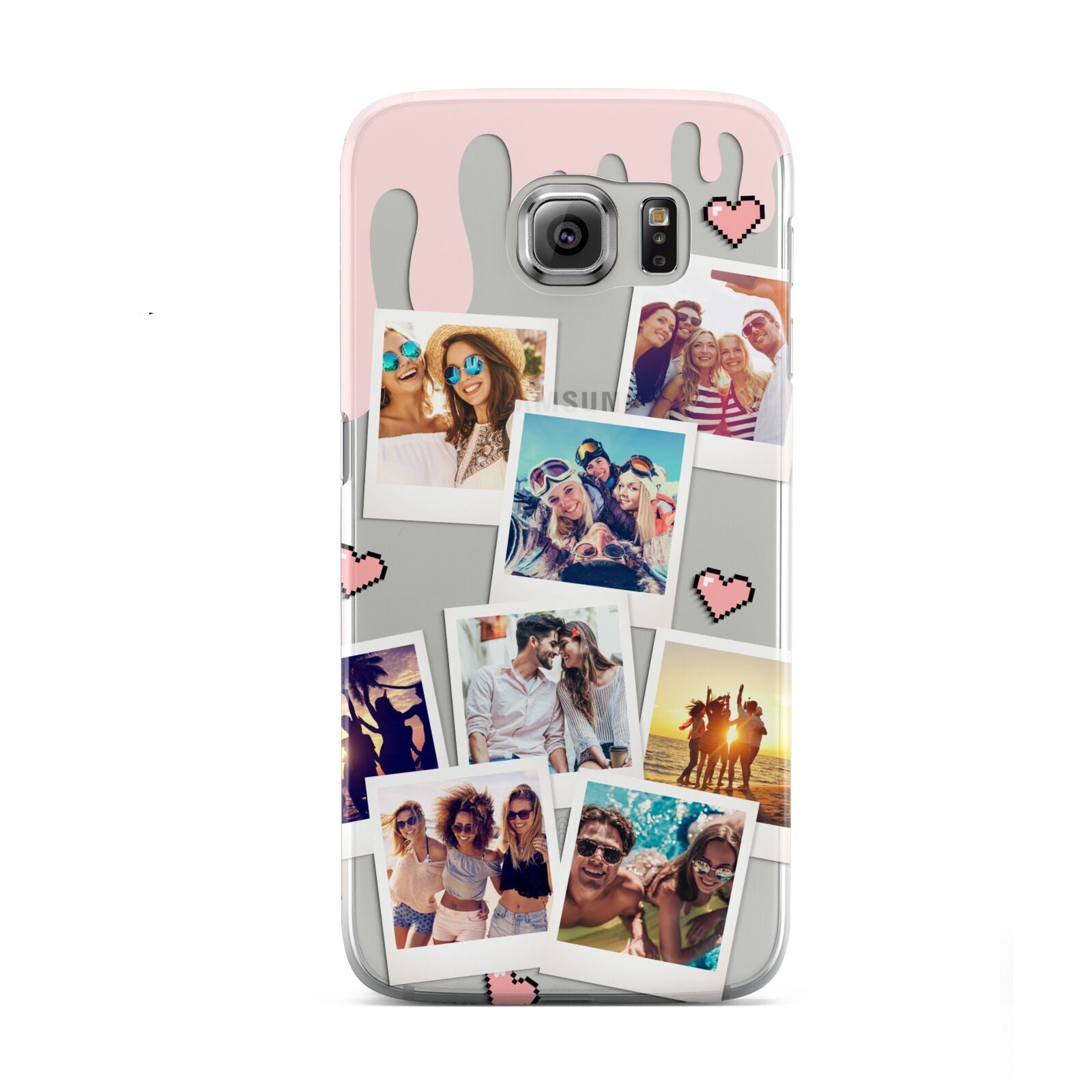 Digital Hearts Photo Upload with Text Samsung Galaxy S6 Case