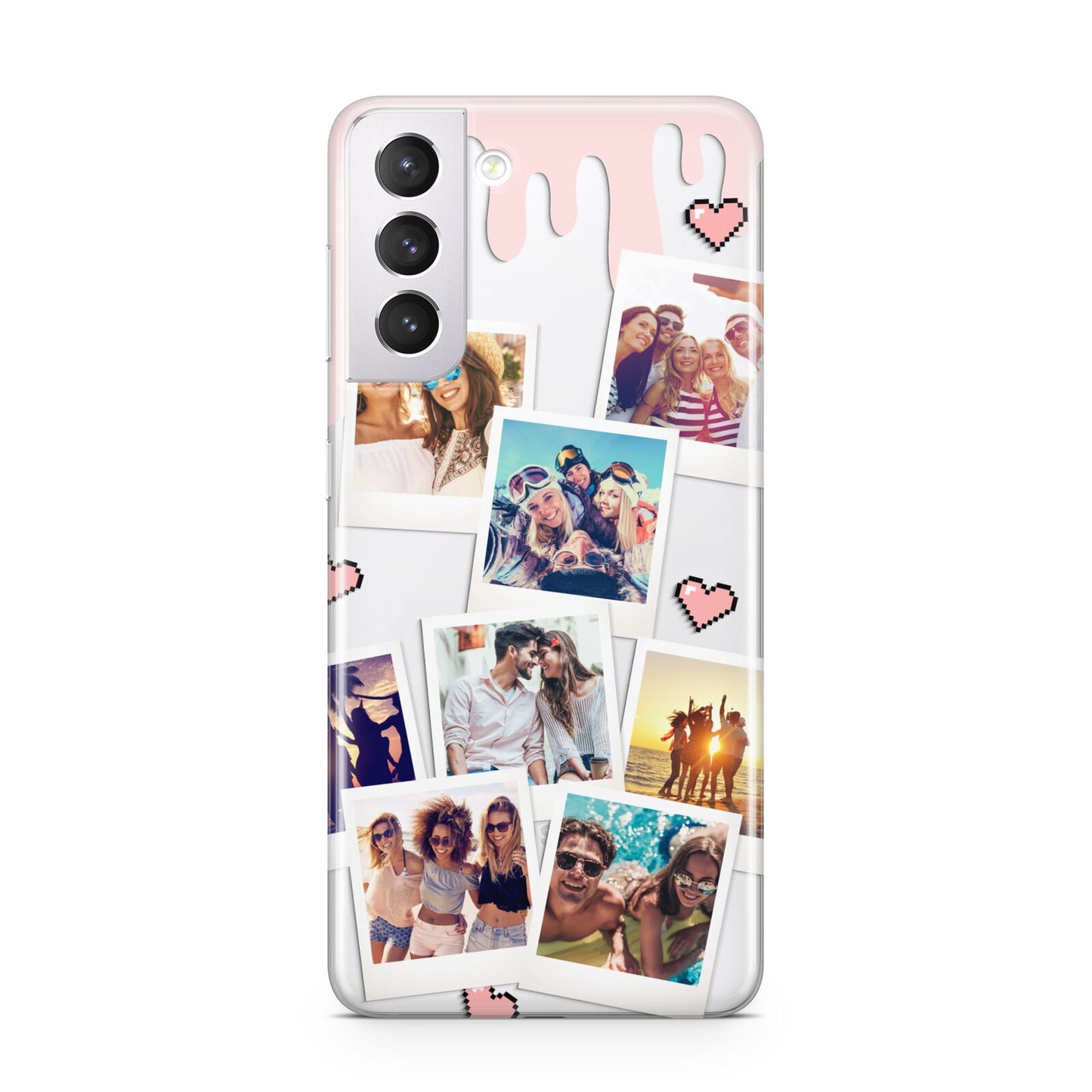 Digital Hearts Photo Upload with Text Samsung S21 Case