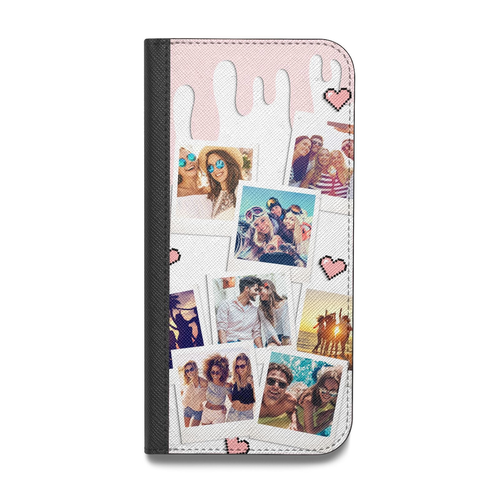 Digital Hearts Photo Upload with Text Vegan Leather Flip Samsung Case