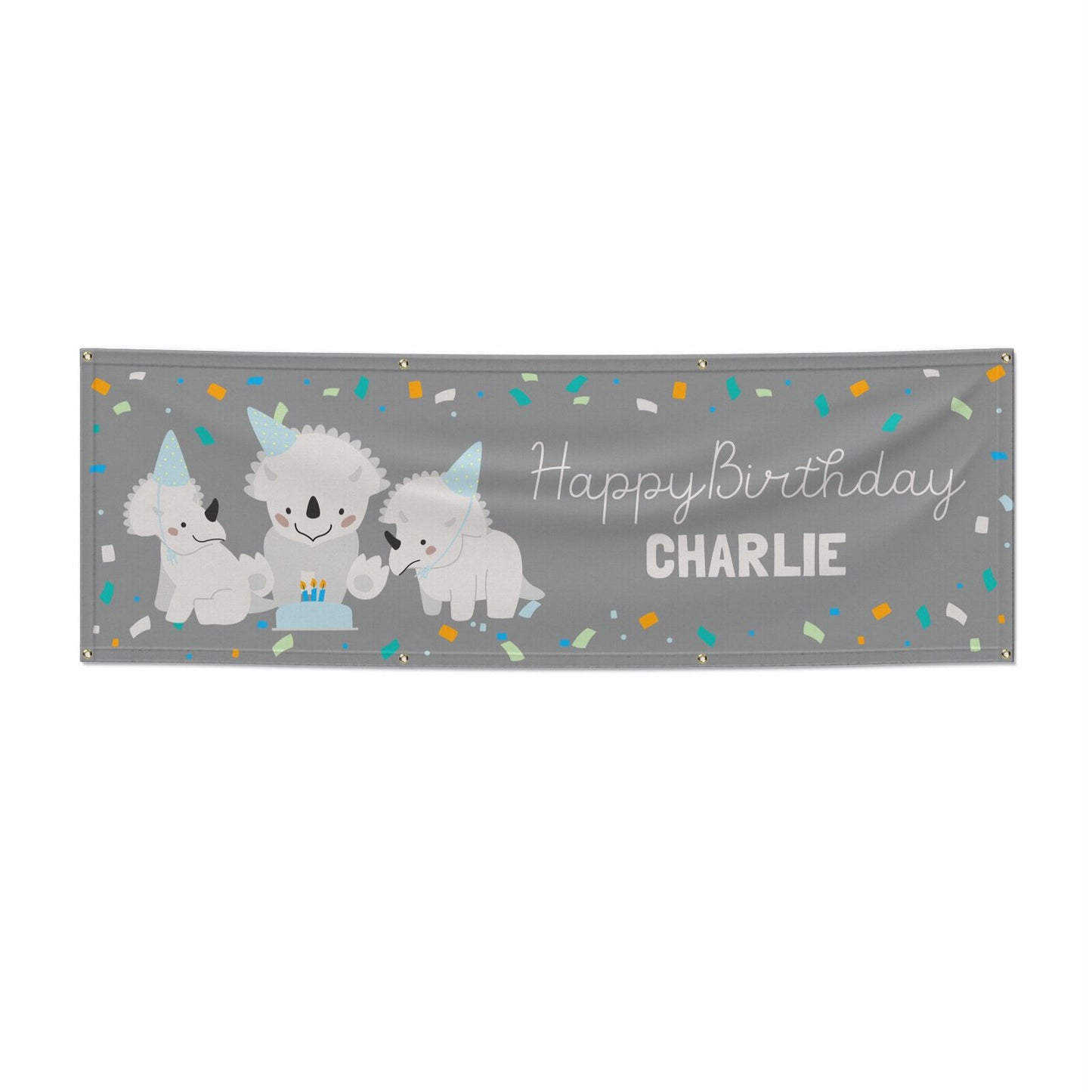 Dino Friends Happy Birthday 6x2 Vinly Banner with Grommets