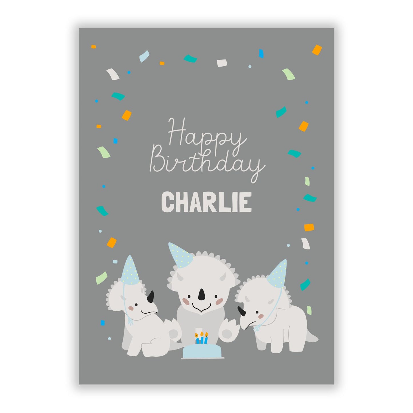 Dino Friends Happy Birthday A5 Flat Greetings Card