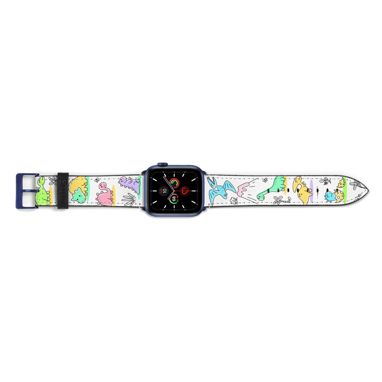 Dinosaur Apple Watch Strap Landscape Image Blue Hardware