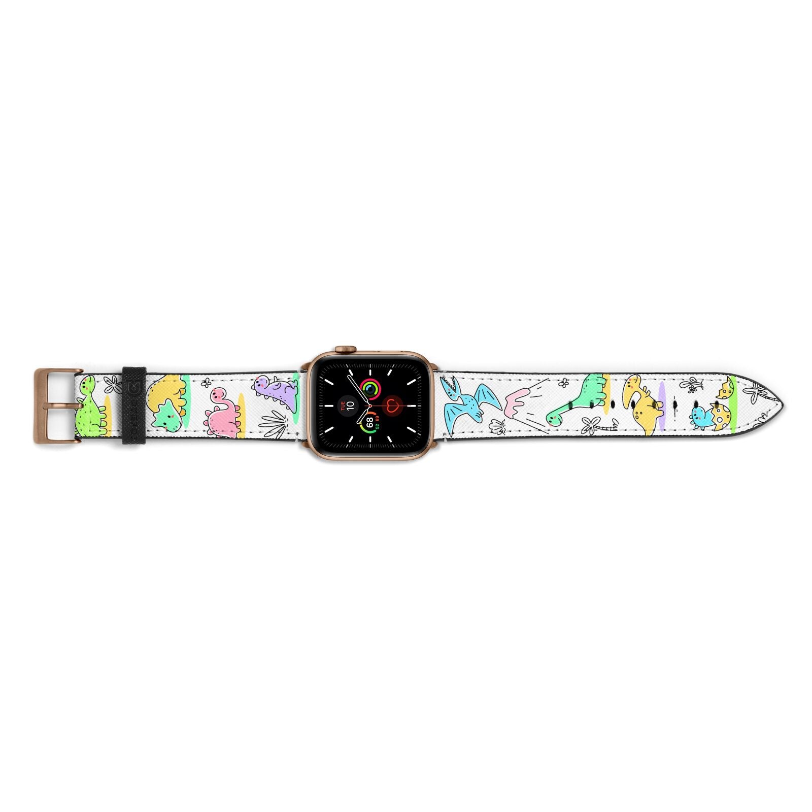 Dinosaur Apple Watch Strap Landscape Image Gold Hardware