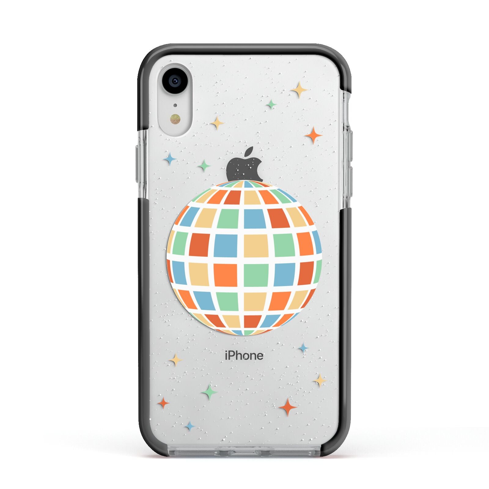 Disco Ball Apple iPhone XR Impact Case Black Edge on Silver Phone