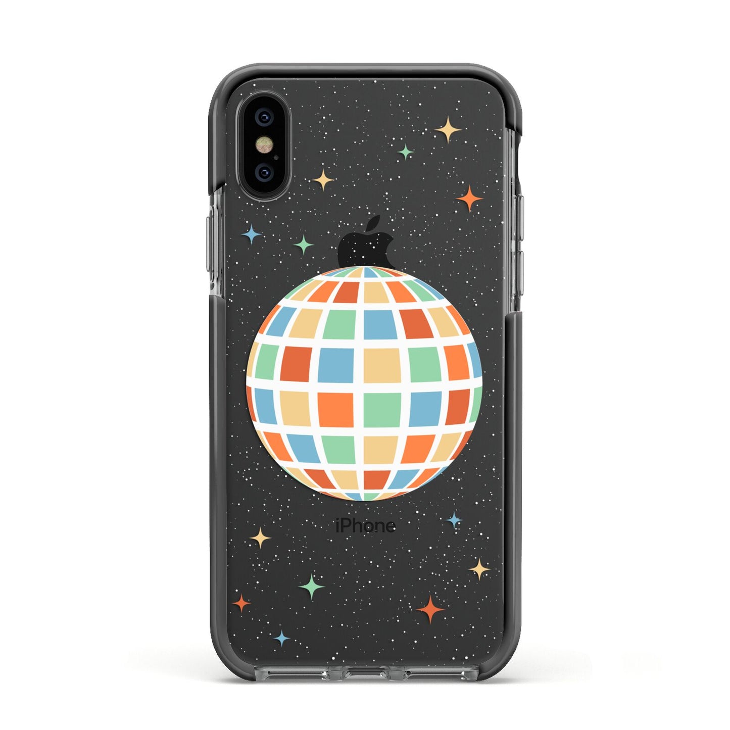 Disco Ball Apple iPhone Xs Impact Case Black Edge on Black Phone