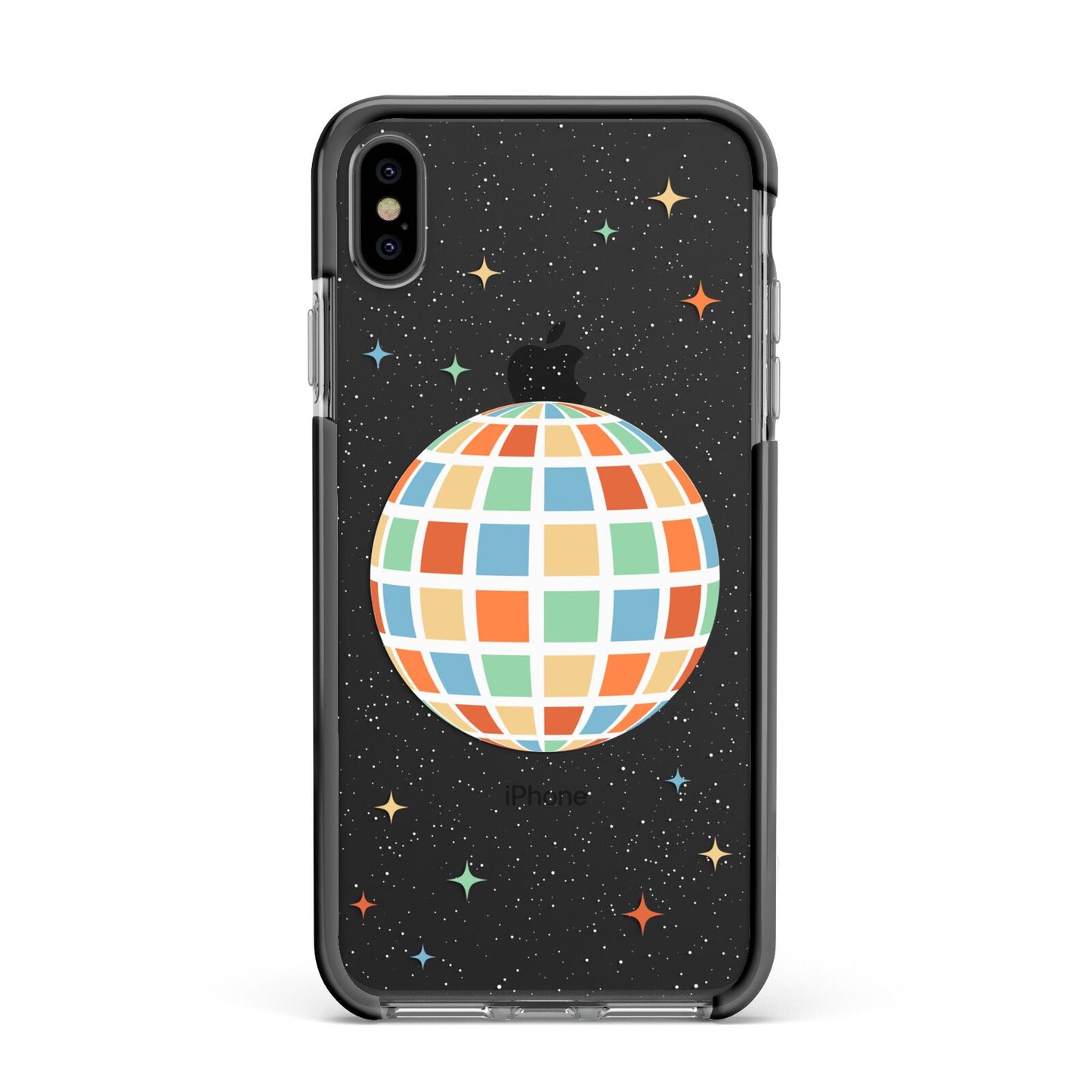 Disco Ball Apple iPhone Xs Max Impact Case Black Edge on Black Phone