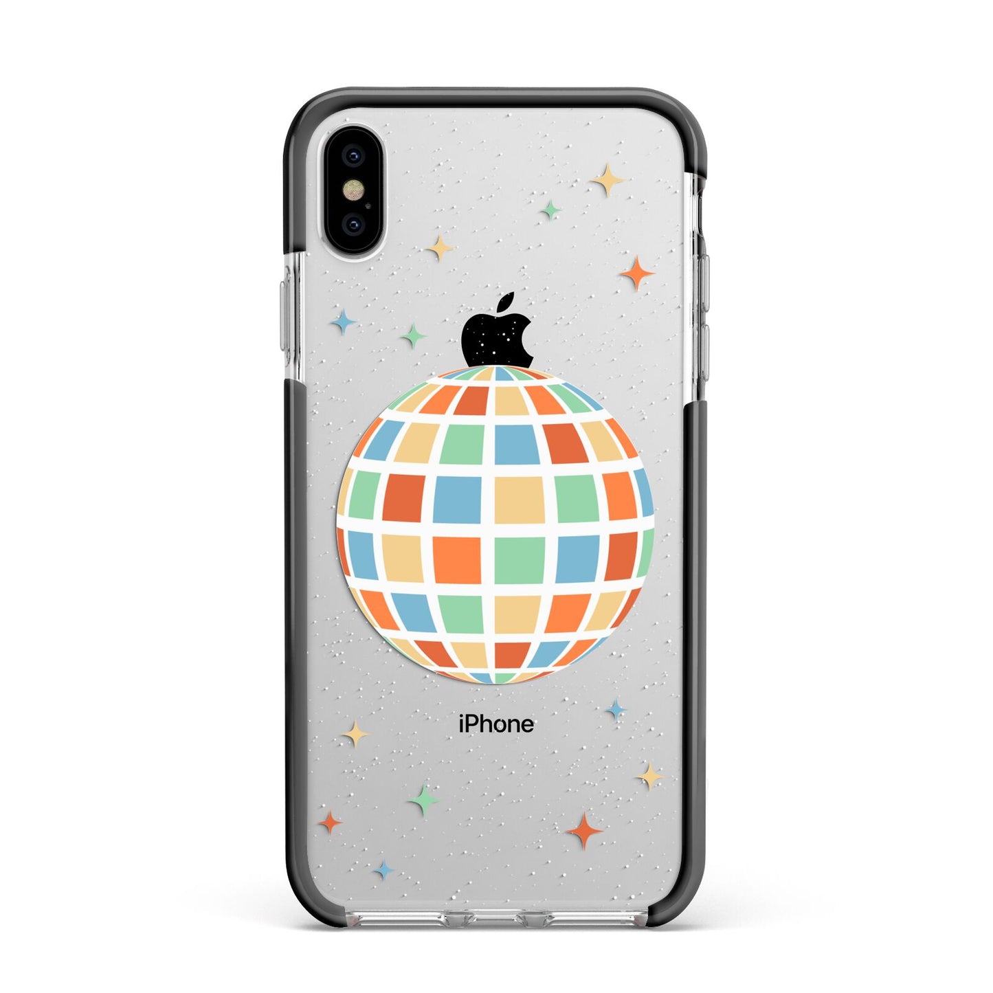 Disco Ball Apple iPhone Xs Max Impact Case Black Edge on Silver Phone