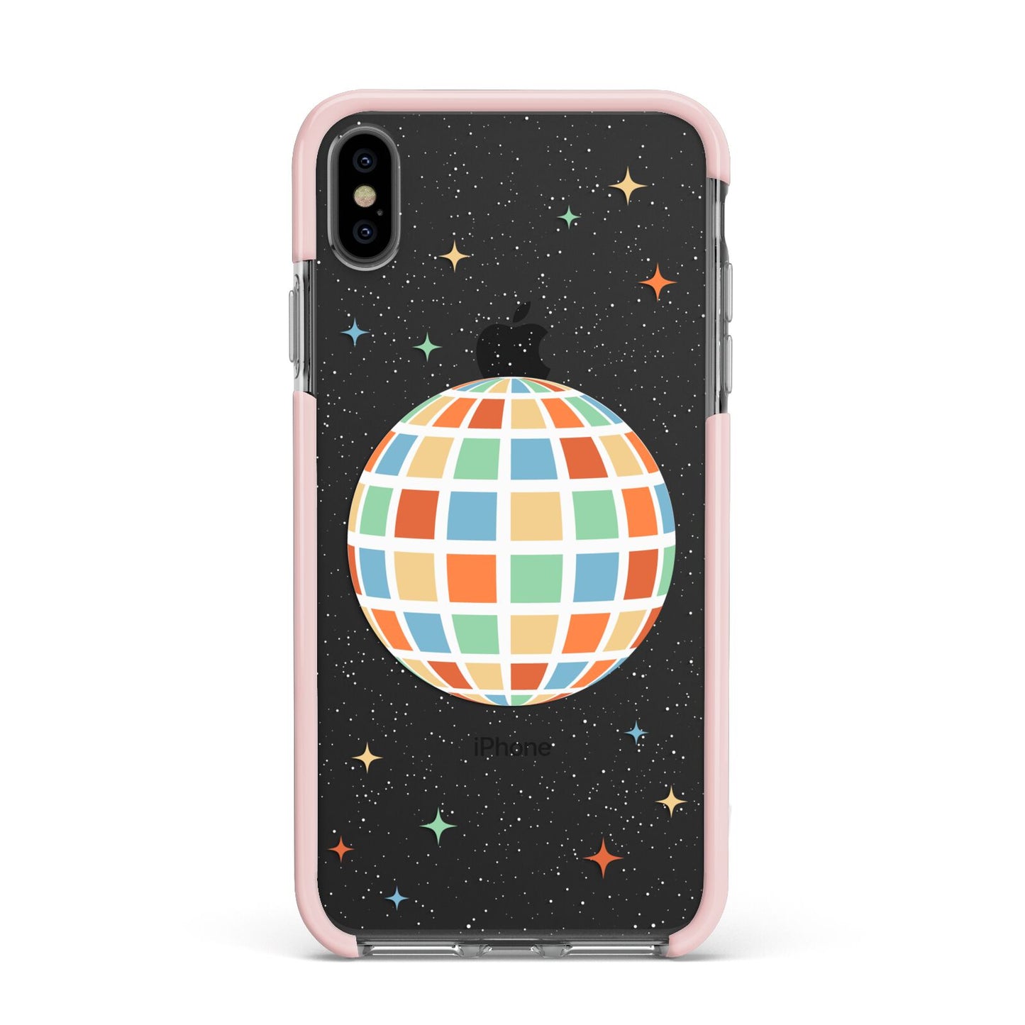 Disco Ball Apple iPhone Xs Max Impact Case Pink Edge on Black Phone