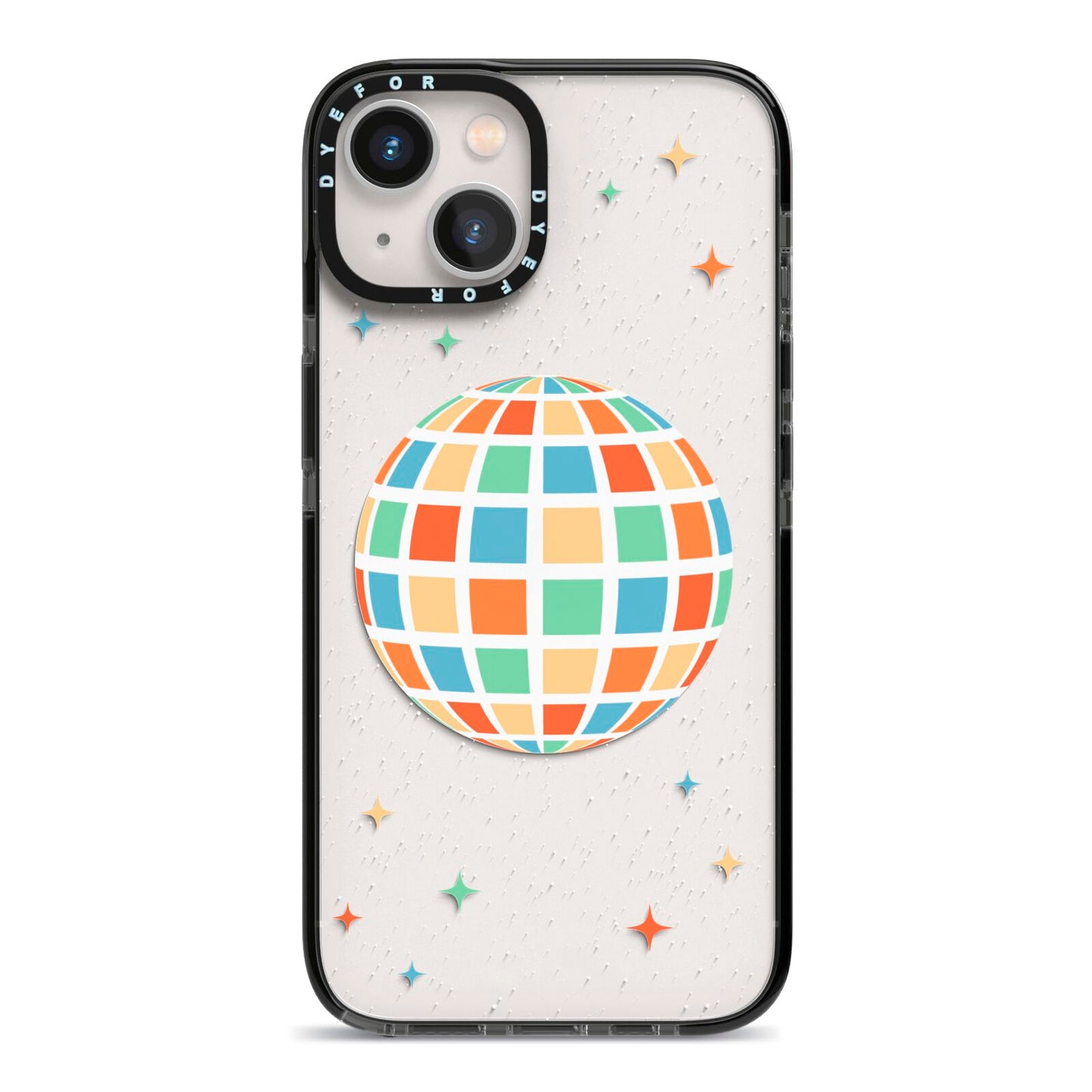 Disco Ball iPhone 13 Black Impact Case on Silver phone