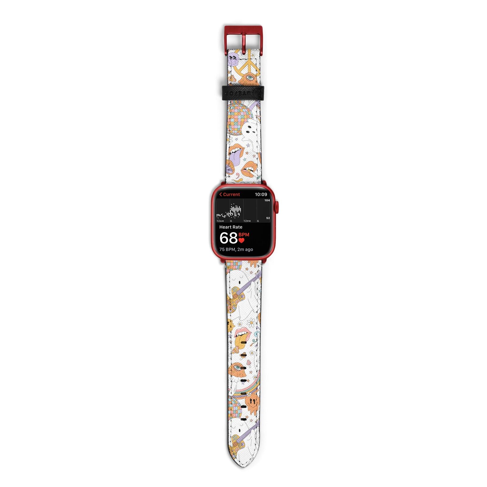 Disco Ghosts Apple Watch Strap Size 38mm with Red Hardware
