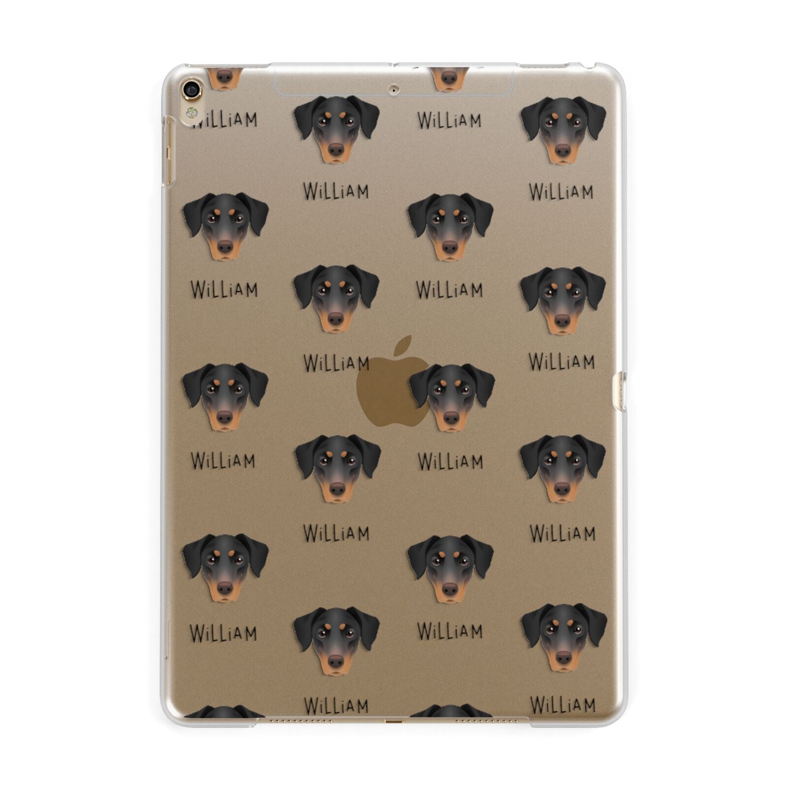 Dobermann Icon with Name Apple iPad Gold Case