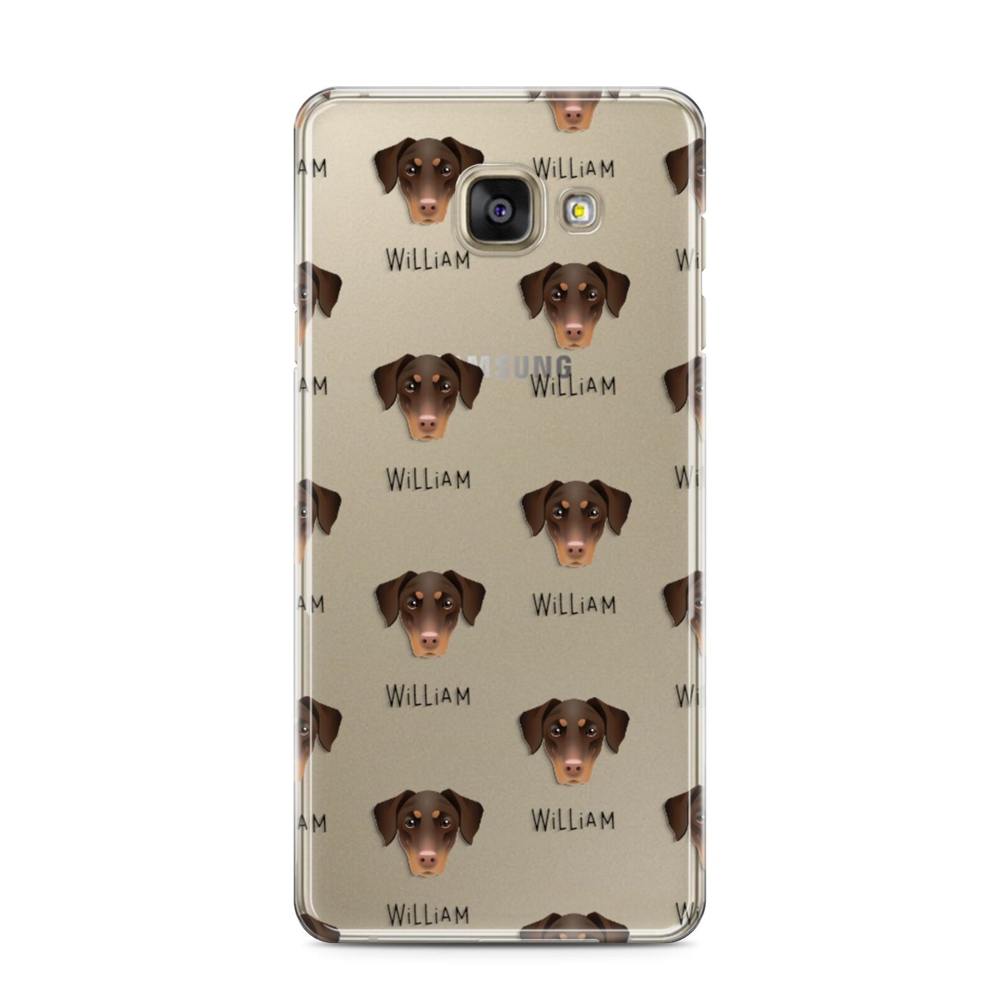 Dobermann Icon with Name Samsung Galaxy A3 2016 Case on gold phone