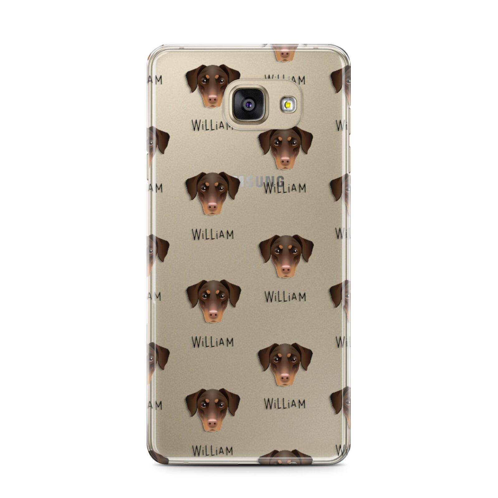Dobermann Icon with Name Samsung Galaxy A7 2016 Case on gold phone