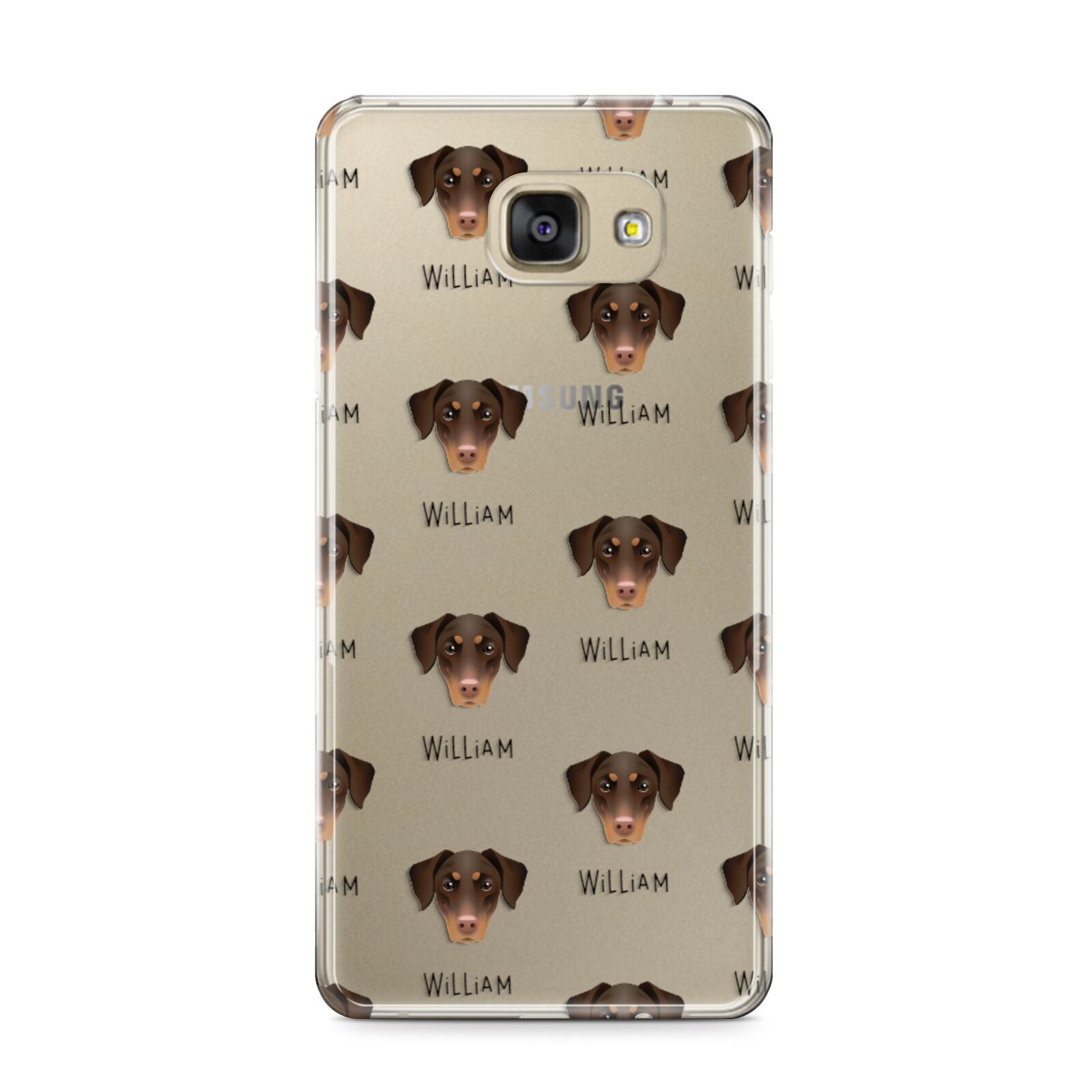 Dobermann Icon with Name Samsung Galaxy A9 2016 Case on gold phone