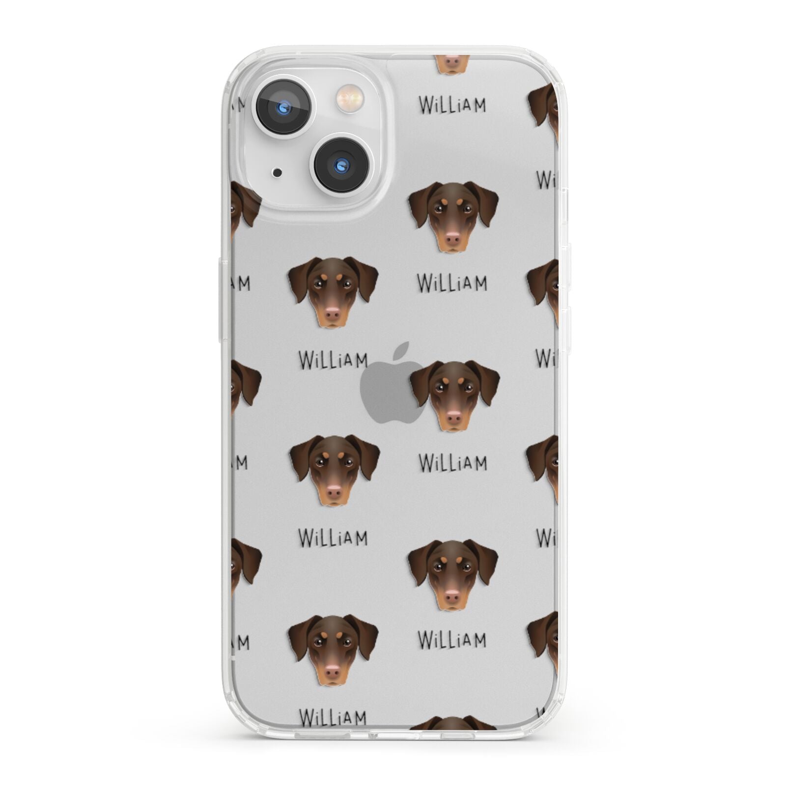 Dobermann Icon with Name iPhone 13 Clear Bumper Case