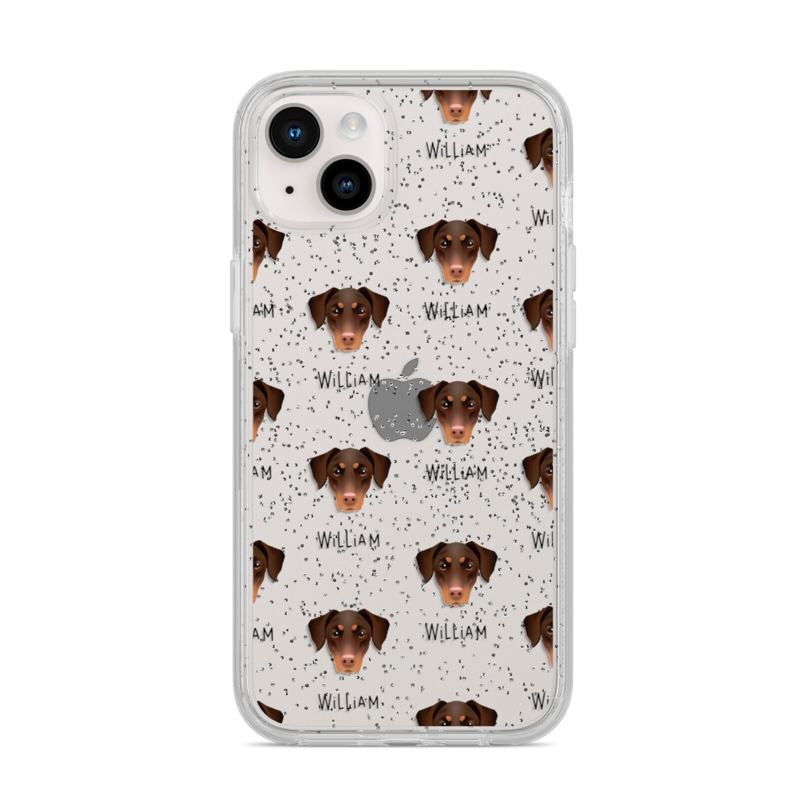 Dobermann Icon with Name iPhone 14 Plus Glitter Tough Case Starlight