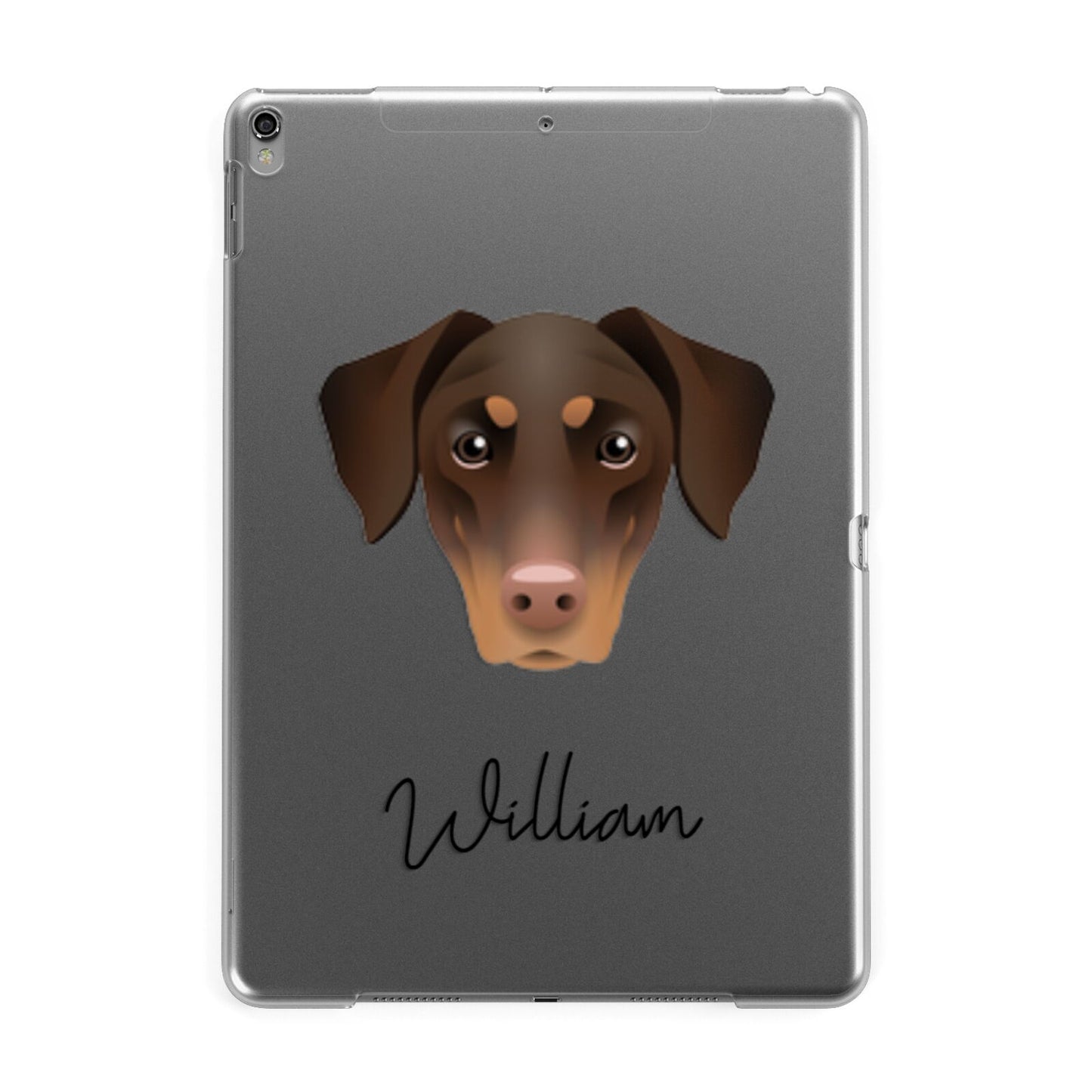 Dobermann Personalised Apple iPad Grey Case