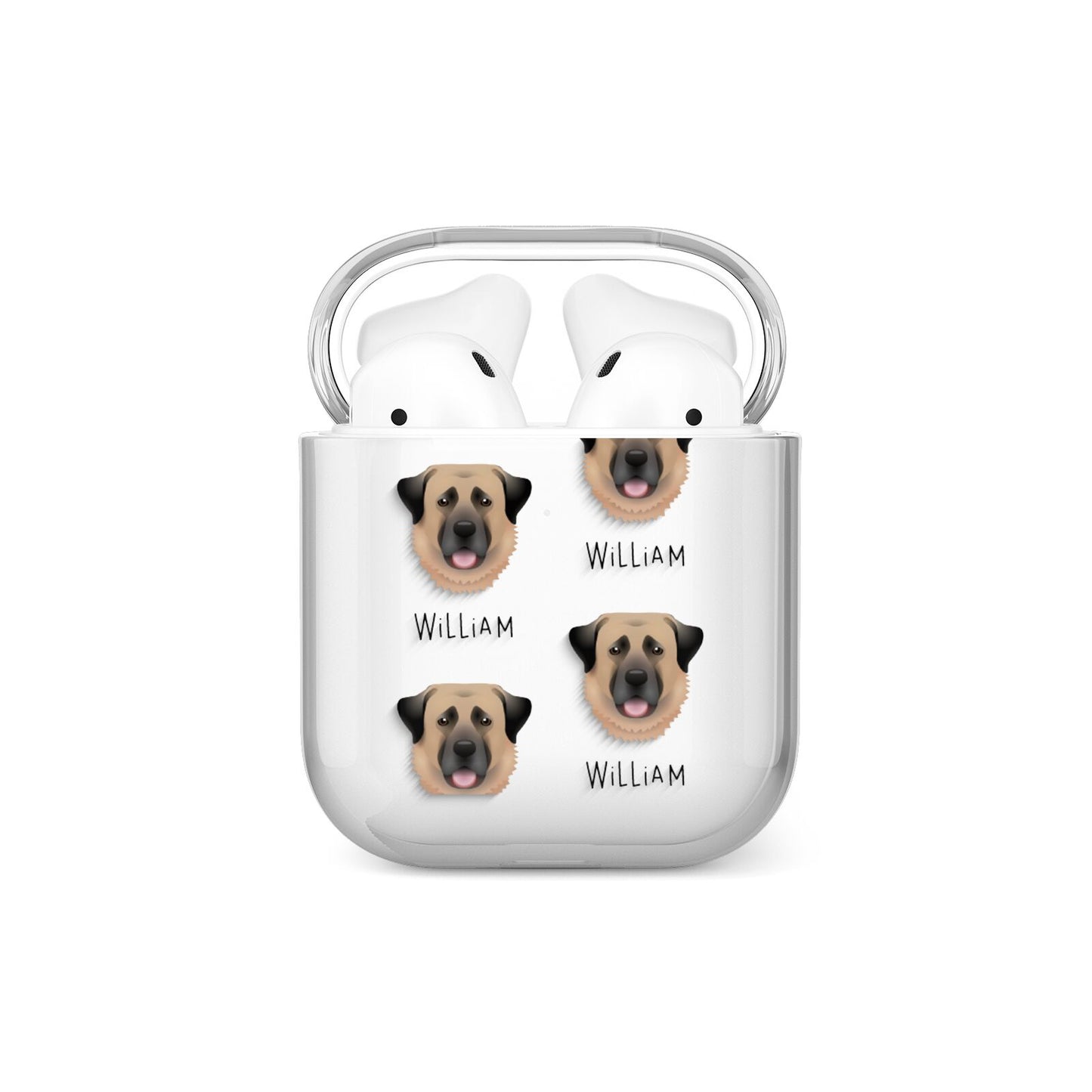 Dog Icon with Name AirPods Case