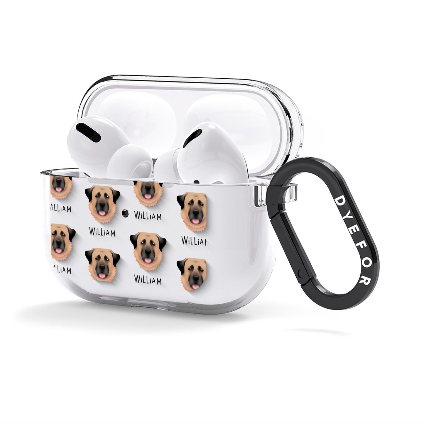 Dog Icon with Name AirPods Clear Case 3rd Gen Side Image