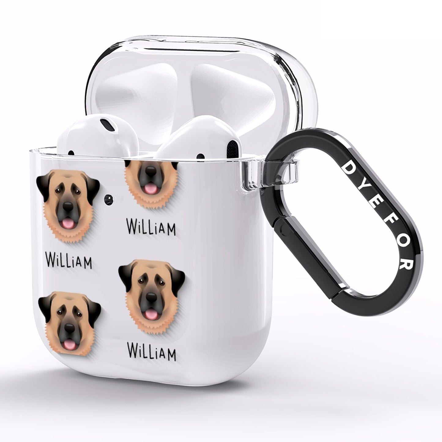 Dog Icon with Name AirPods Clear Case Side Image