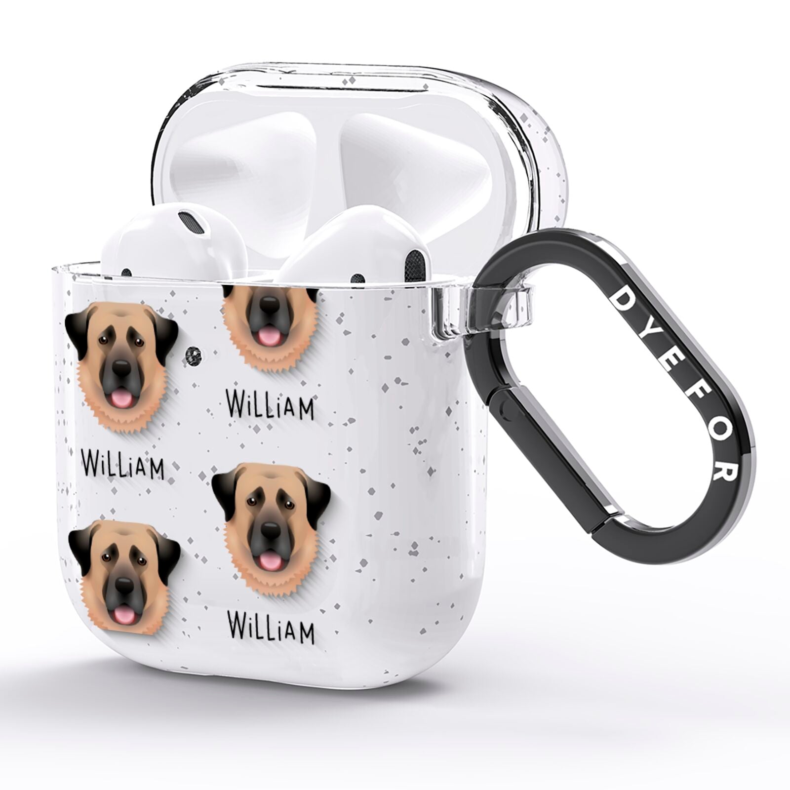 Dog Icon with Name AirPods Glitter Case Side Image