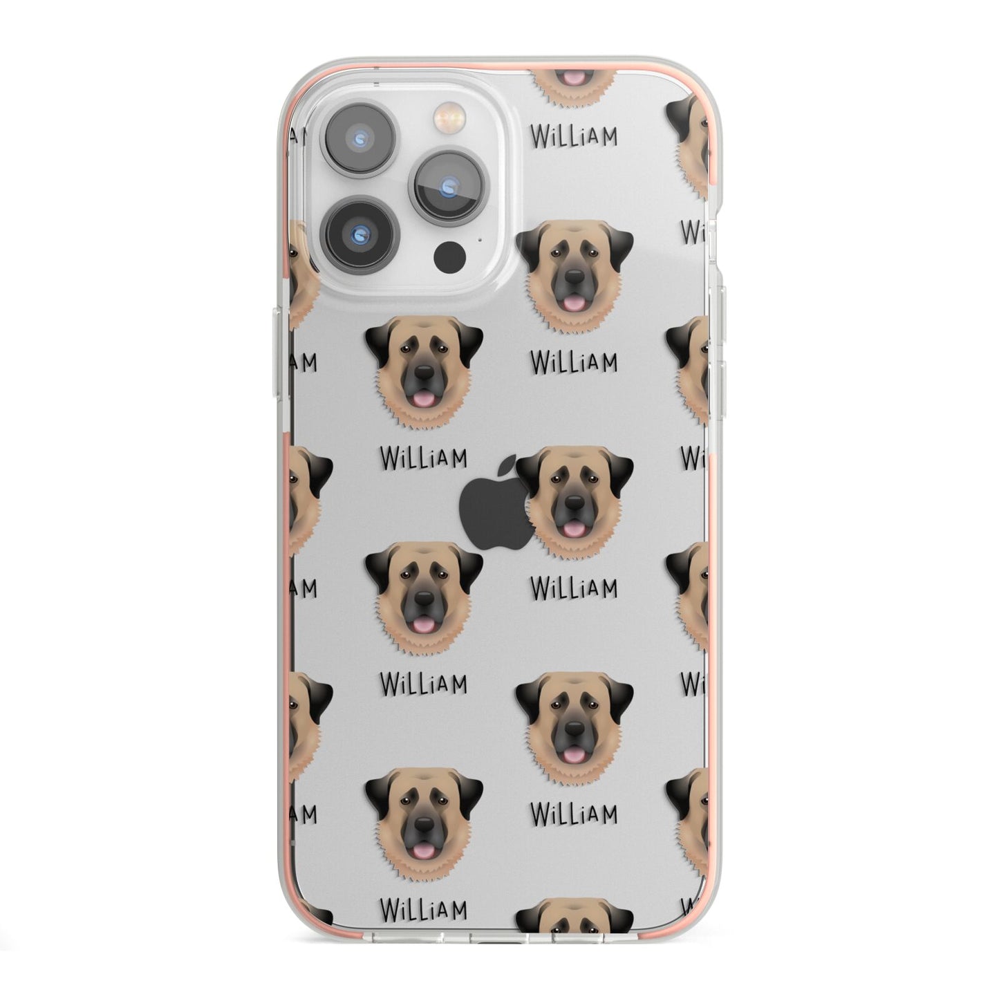 Dog Icon with Name iPhone 13 Pro Max TPU Impact Case with Pink Edges