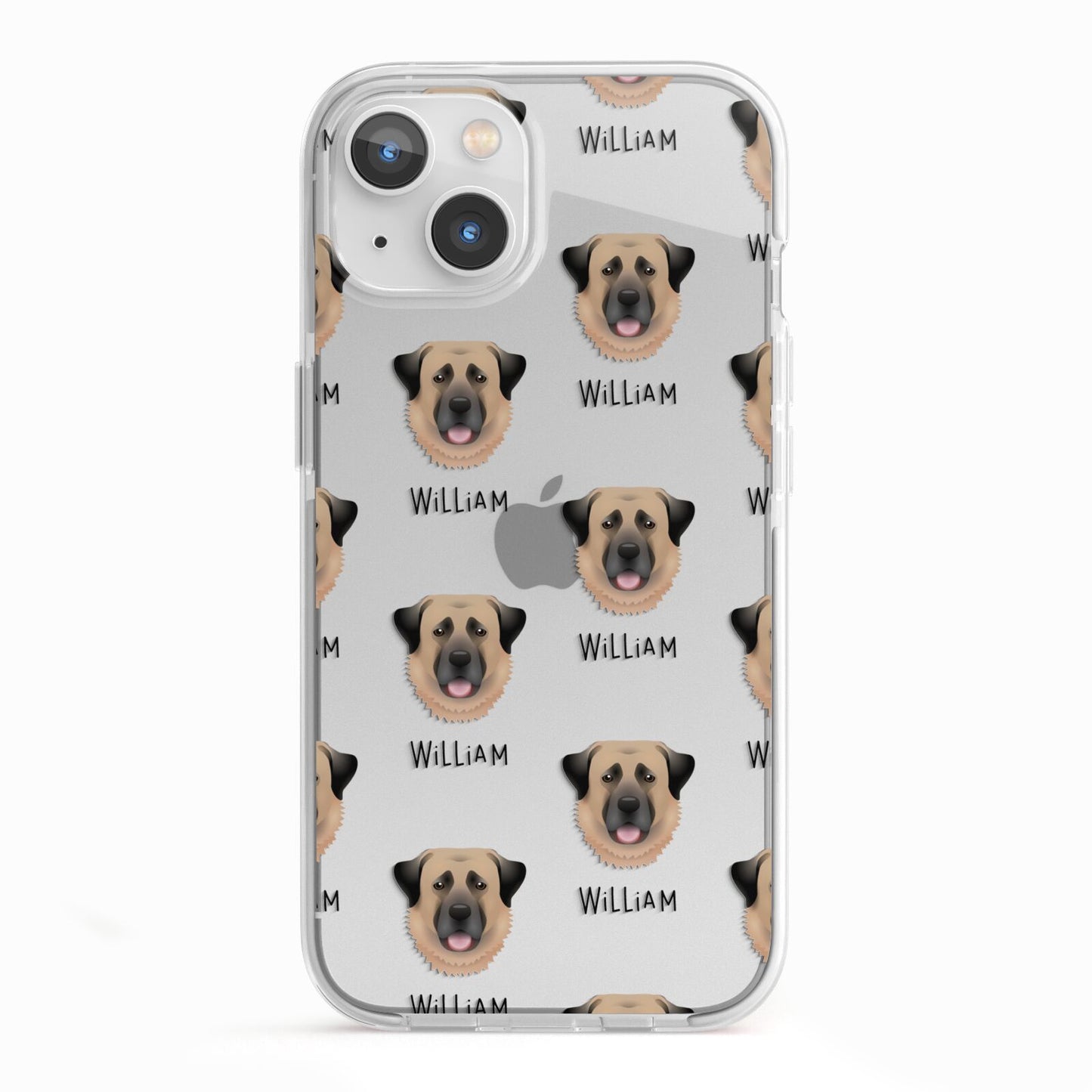 Dog Icon with Name iPhone 13 TPU Impact Case with White Edges