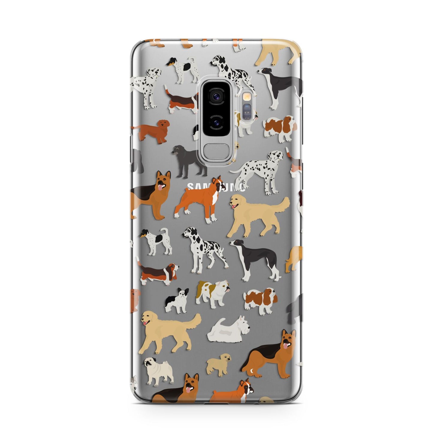 Dog Illustration Samsung Galaxy S9 Plus Case on Silver phone