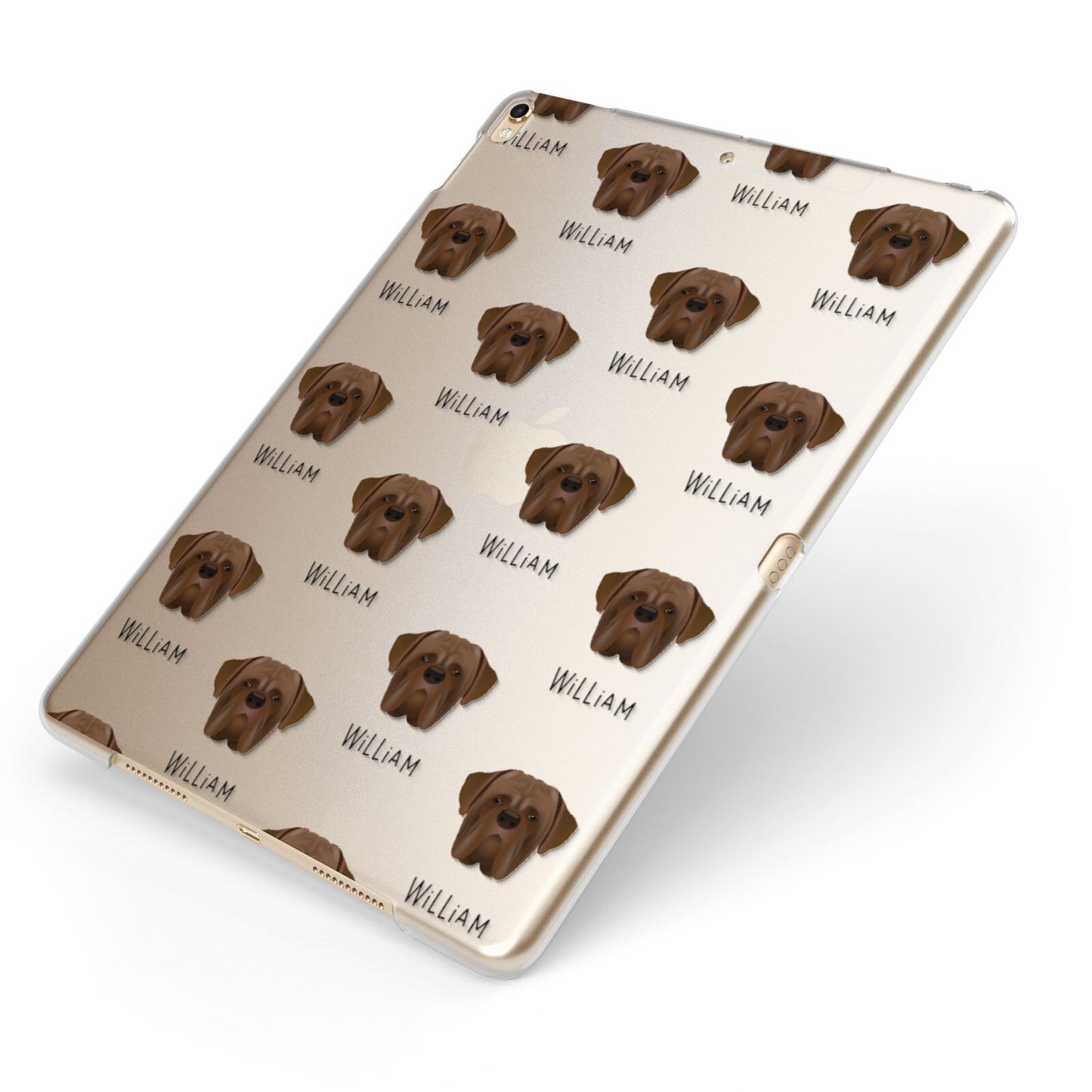 Dogue de Bordeaux Icon with Name Apple iPad Case on Gold iPad Side View