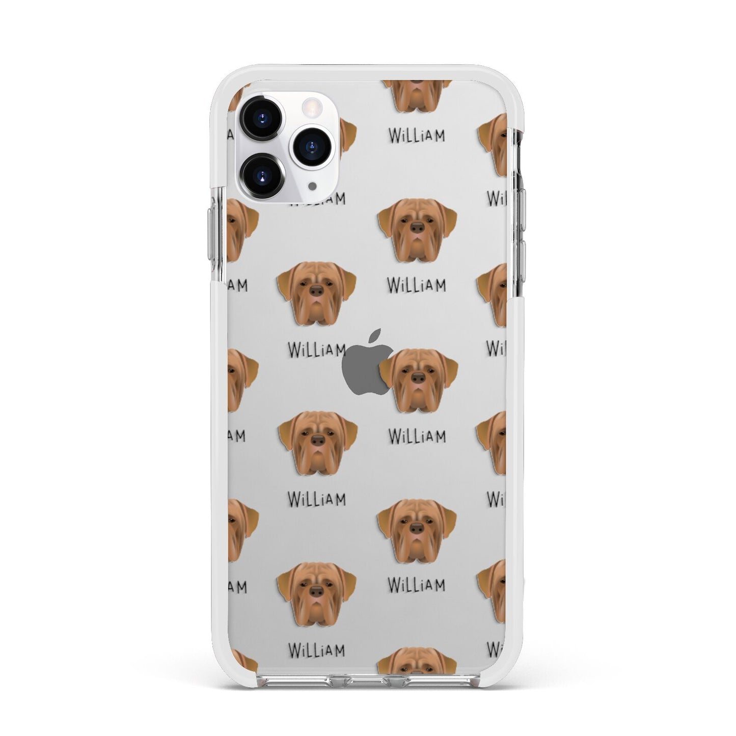 Dogue de Bordeaux Icon with Name Apple iPhone 11 Pro Max in Silver with White Impact Case