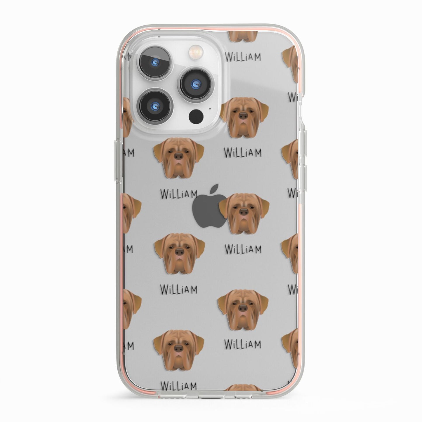 Dogue de Bordeaux Icon with Name iPhone 13 Pro TPU Impact Case with Pink Edges