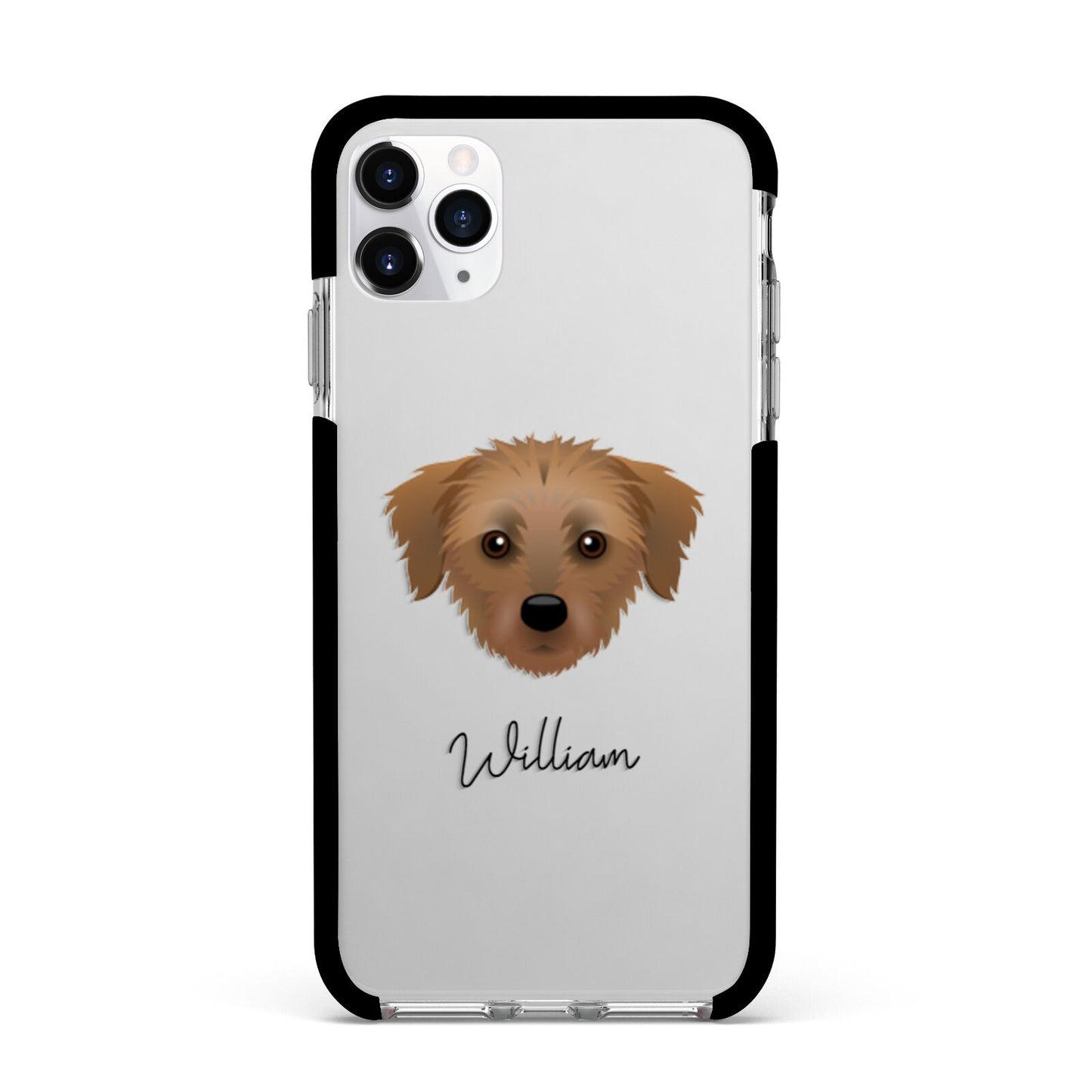 Dorkie Personalised Apple iPhone 11 Pro Max in Silver with Black Impact Case