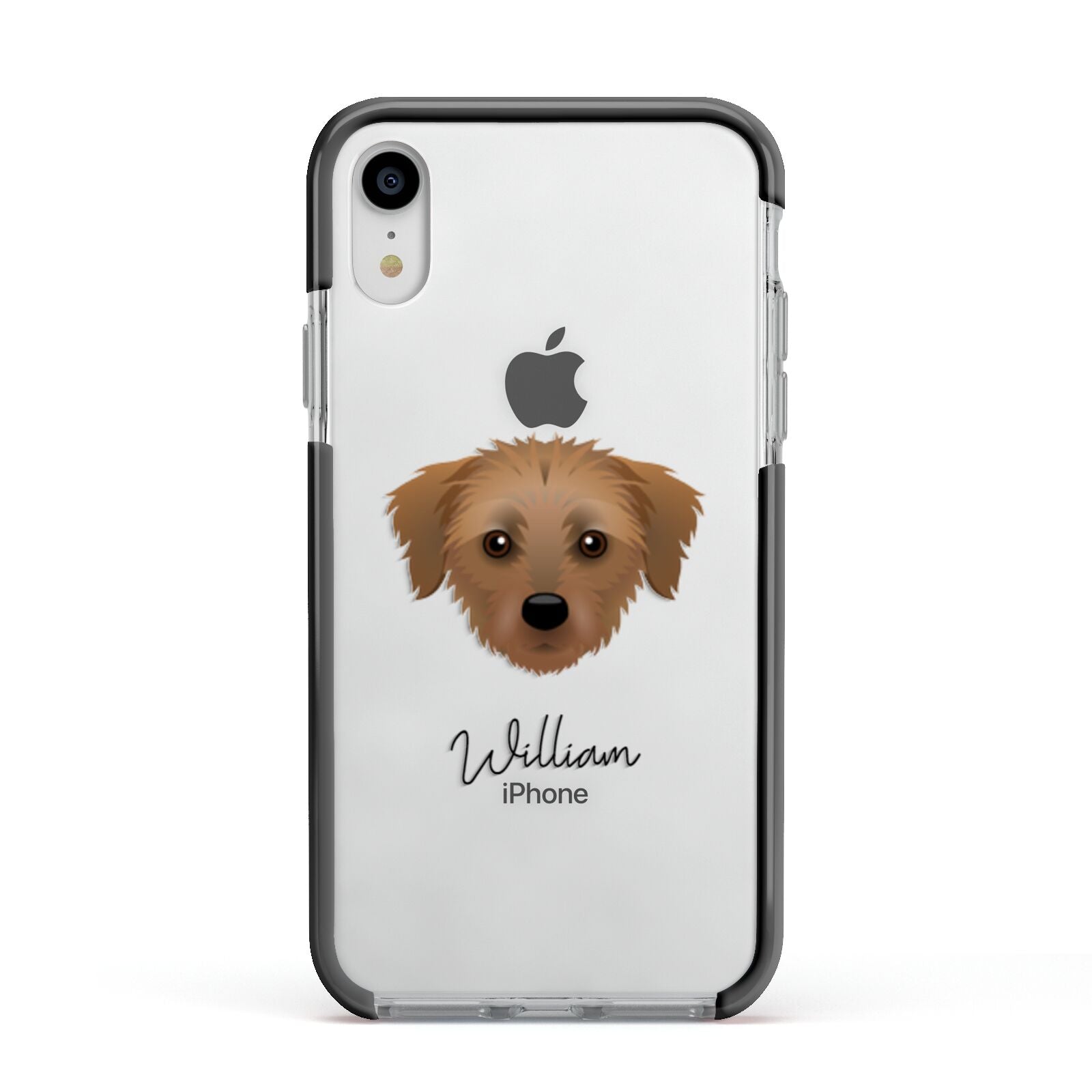 Dorkie Personalised Apple iPhone XR Impact Case Black Edge on Silver Phone