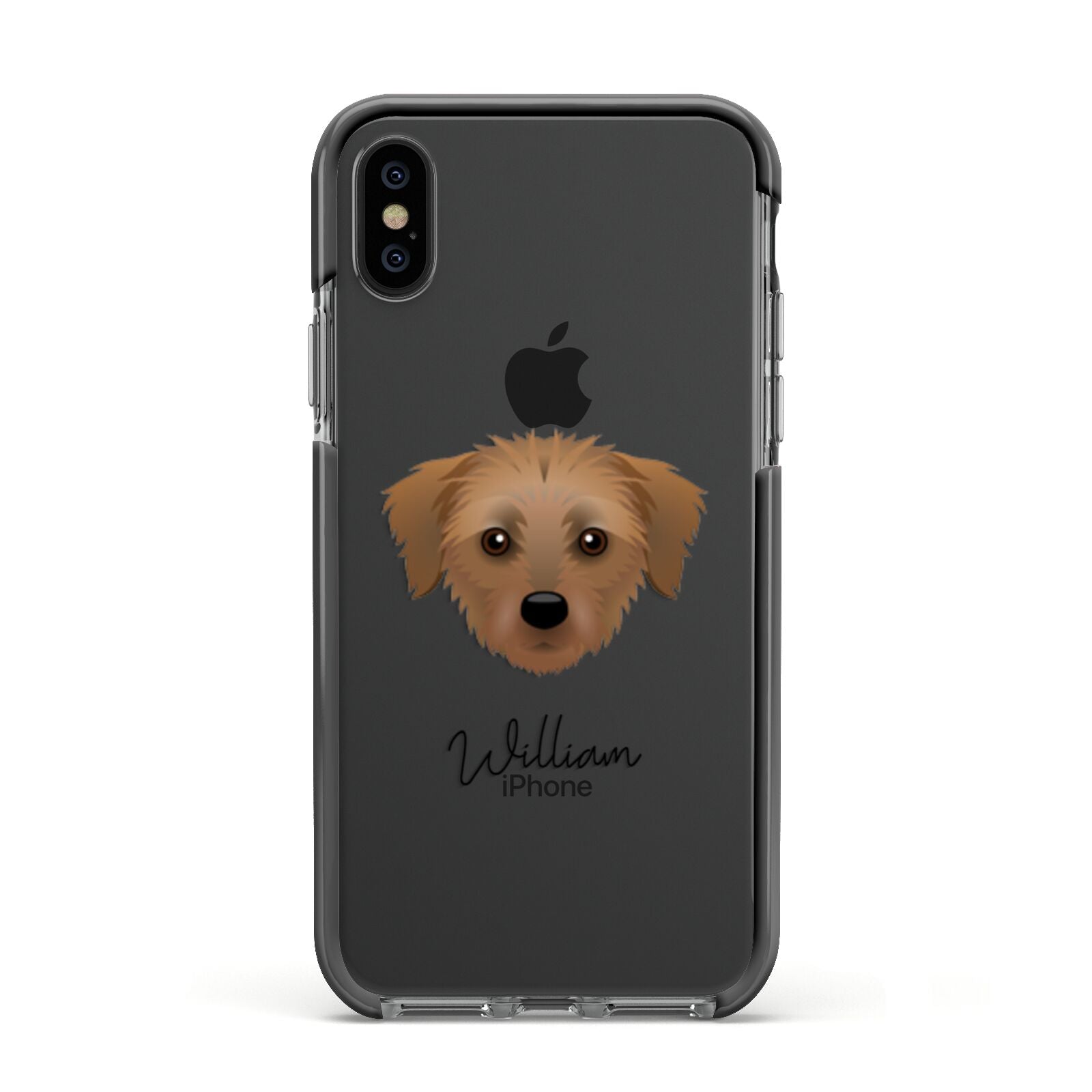 Dorkie Personalised Apple iPhone Xs Impact Case Black Edge on Black Phone