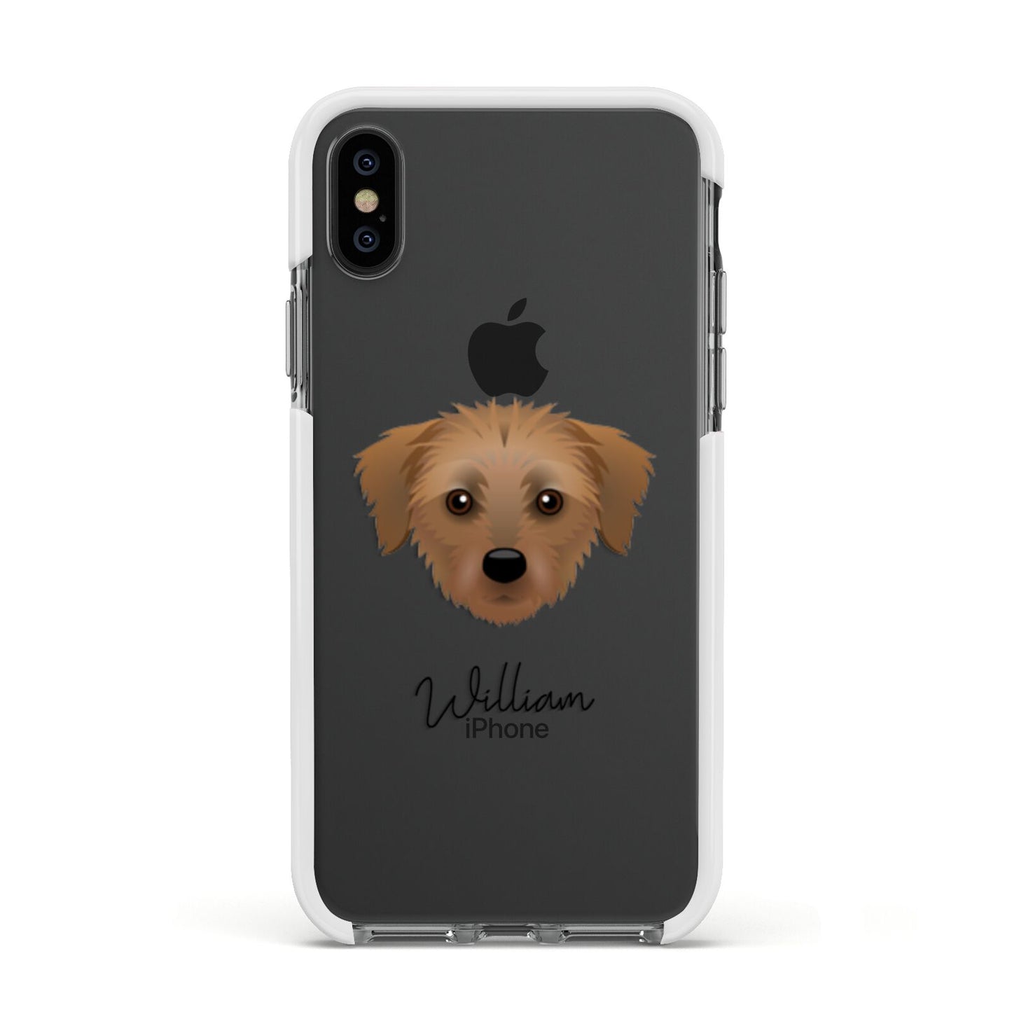 Dorkie Personalised Apple iPhone Xs Impact Case White Edge on Black Phone