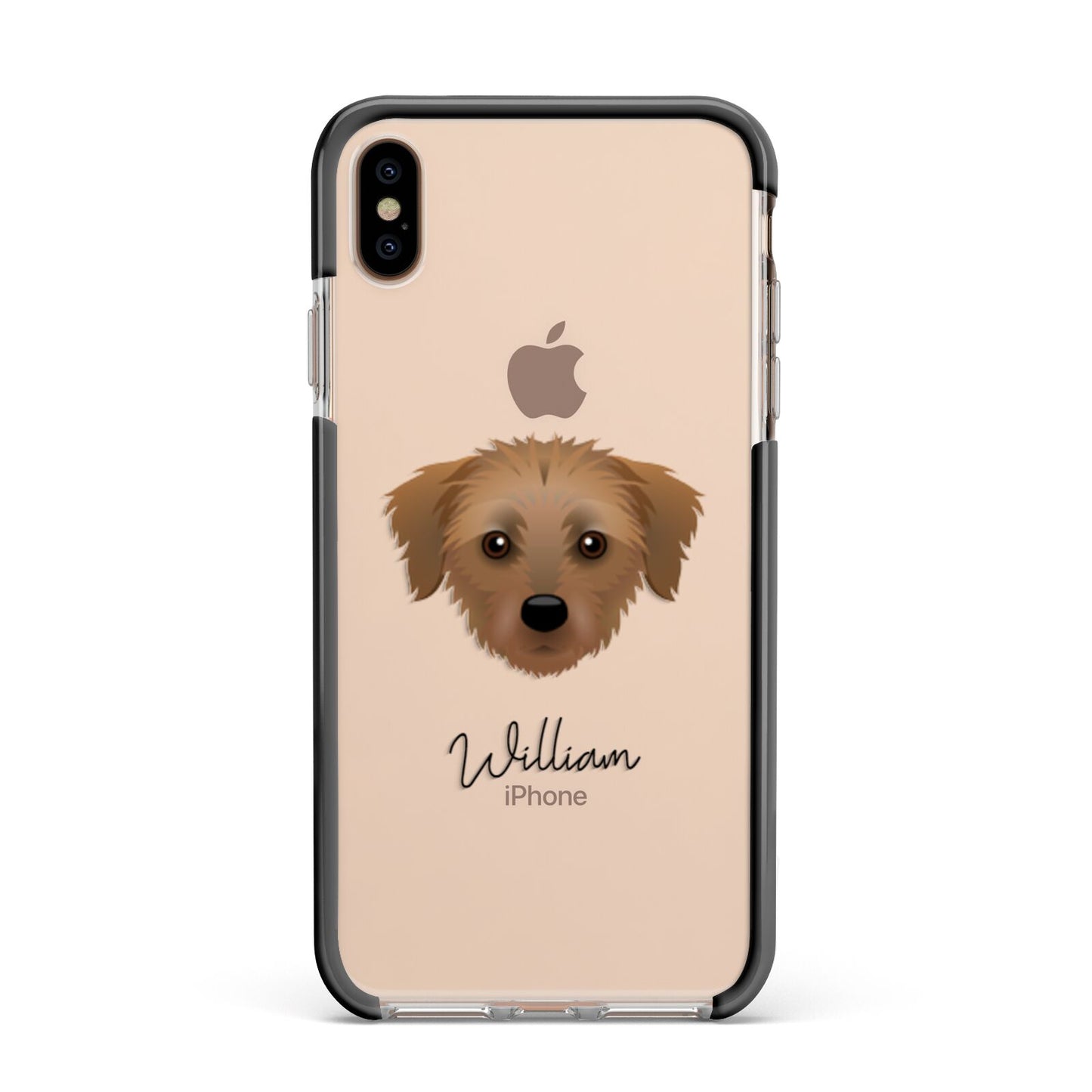 Dorkie Personalised Apple iPhone Xs Max Impact Case Black Edge on Gold Phone