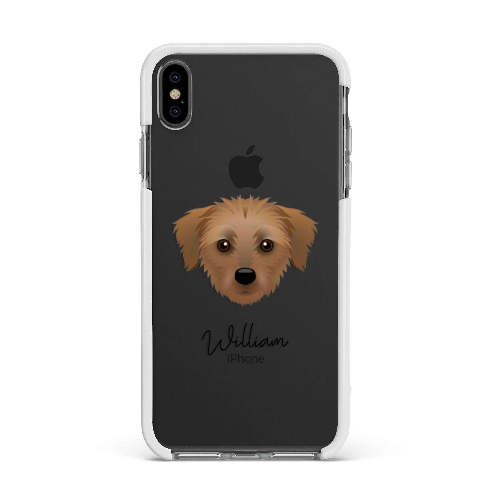 Dorkie Personalised Apple iPhone Xs Max Impact Case White Edge on Black Phone