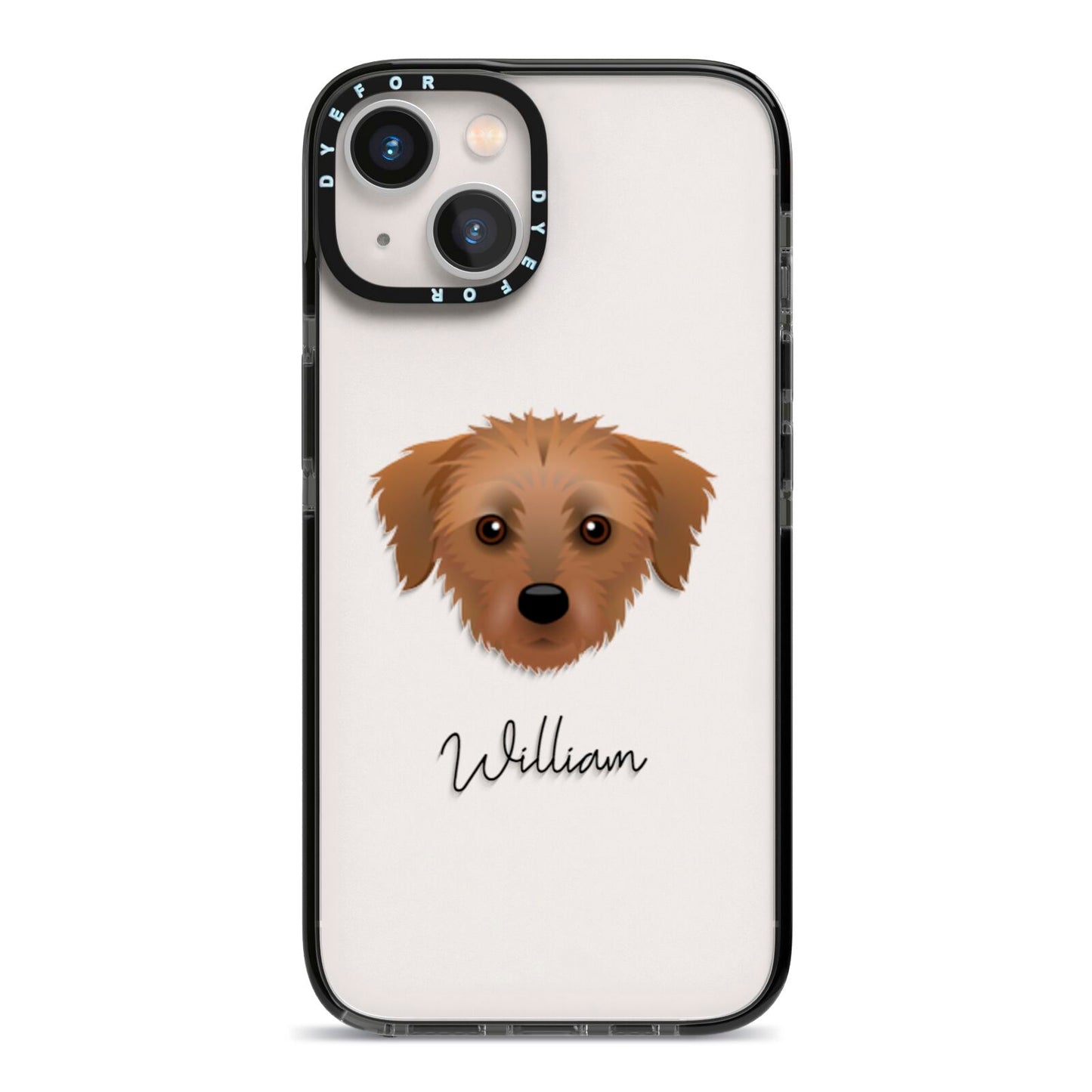 Dorkie Personalised iPhone 13 Black Impact Case on Silver phone