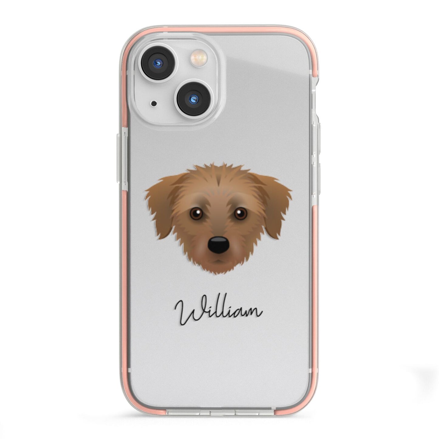 Dorkie Personalised iPhone 13 Mini TPU Impact Case with Pink Edges